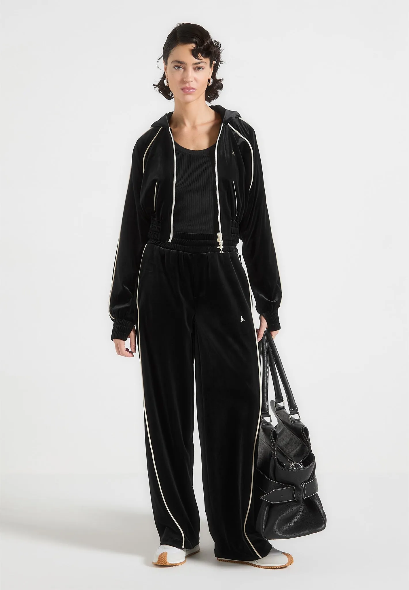 Eiffel Velour Straight Leg Joggers - Black sold by Maniere De Voir product image thumbnail 2
