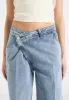 Astrid - Wrapover Wide Leg Jeans - Mid Blue sold by Maniere De Voir