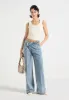 Astrid - Wrapover Wide Leg Jeans - Mid Blue sold by Maniere De Voir