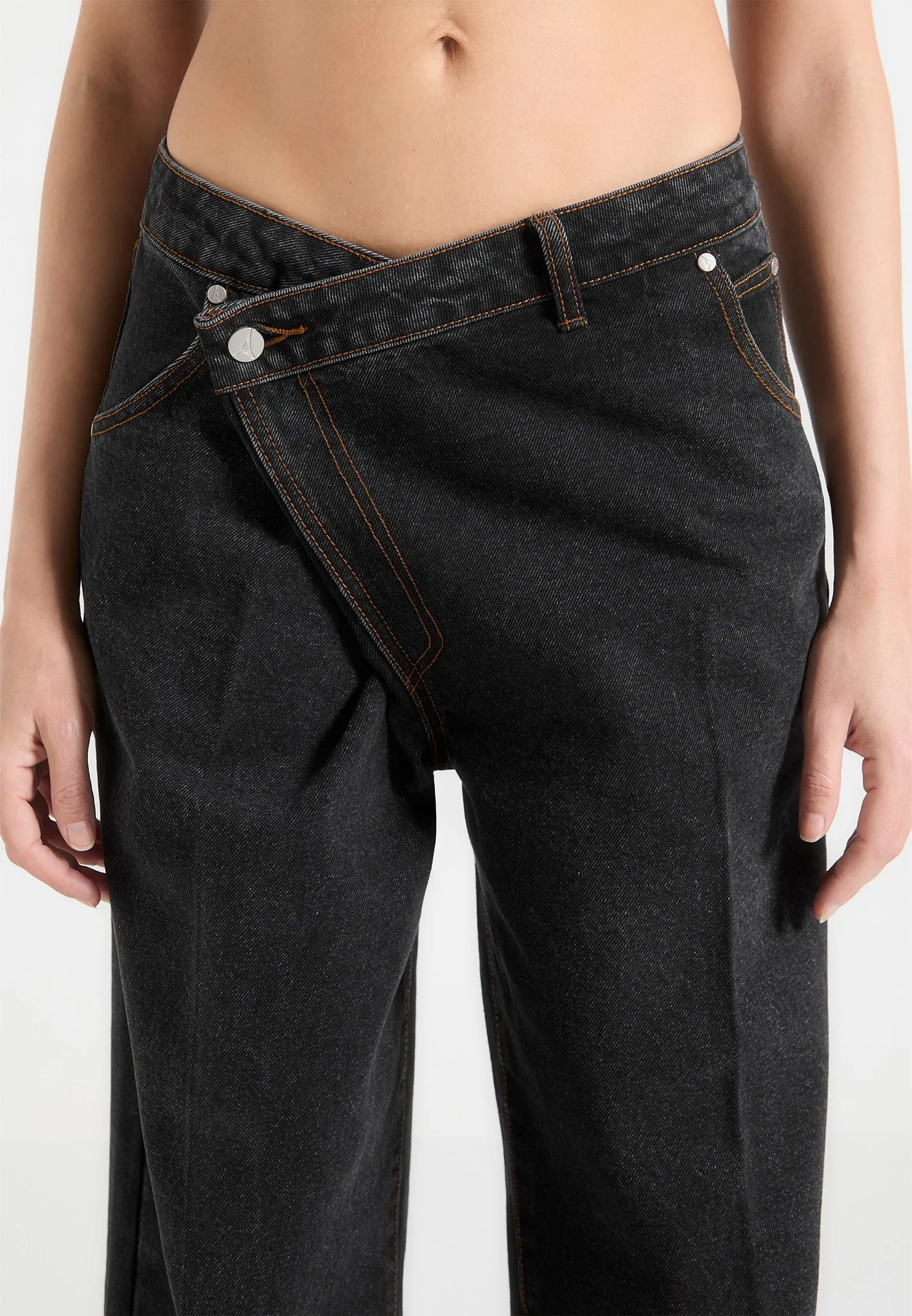 Astrid - Wrapover Wide Leg Jeans - Black sold by Maniere De Voir product image thumbnail 5