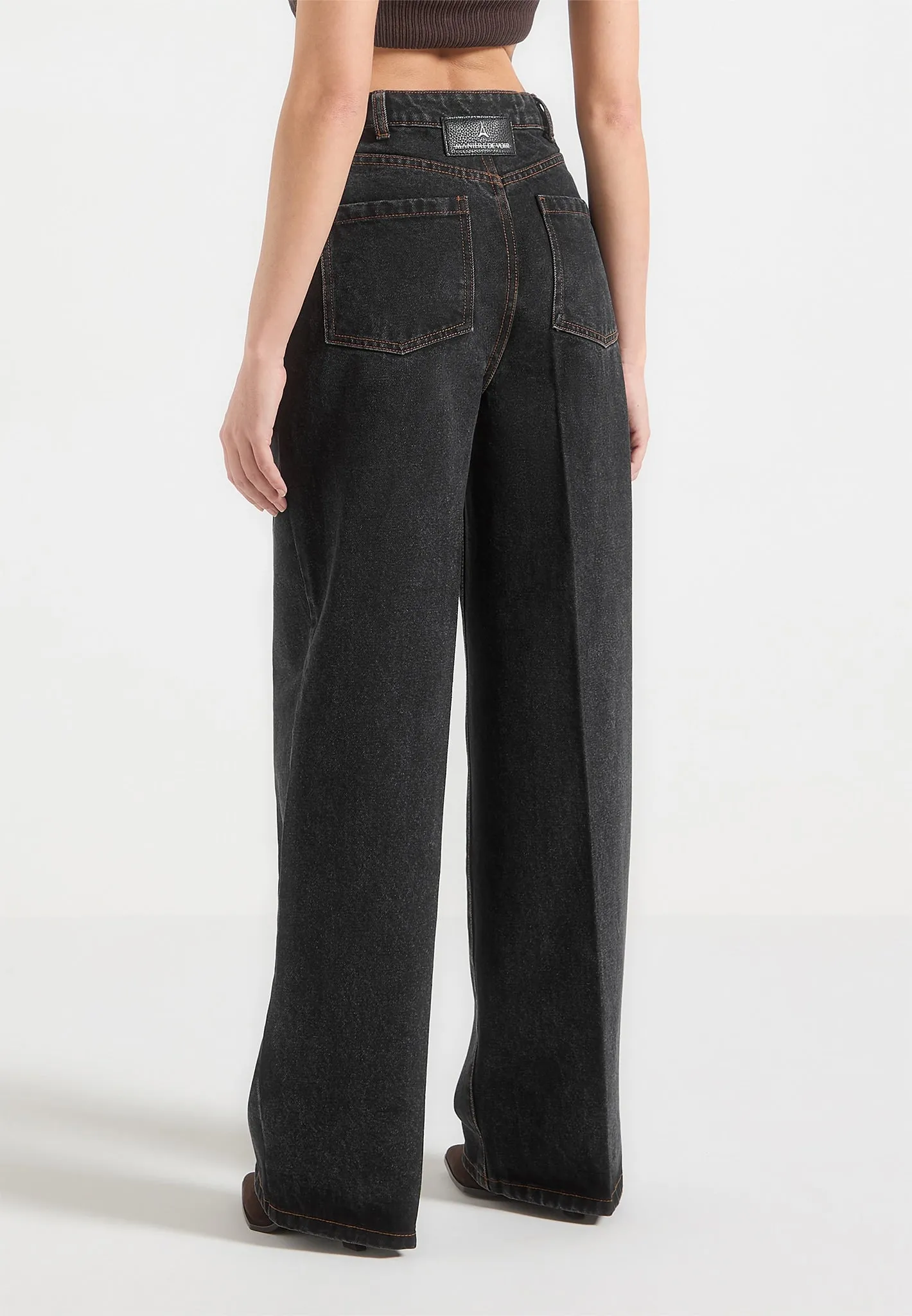 Astrid - Wrapover Wide Leg Jeans - Black sold by Maniere De Voir product image thumbnail 4