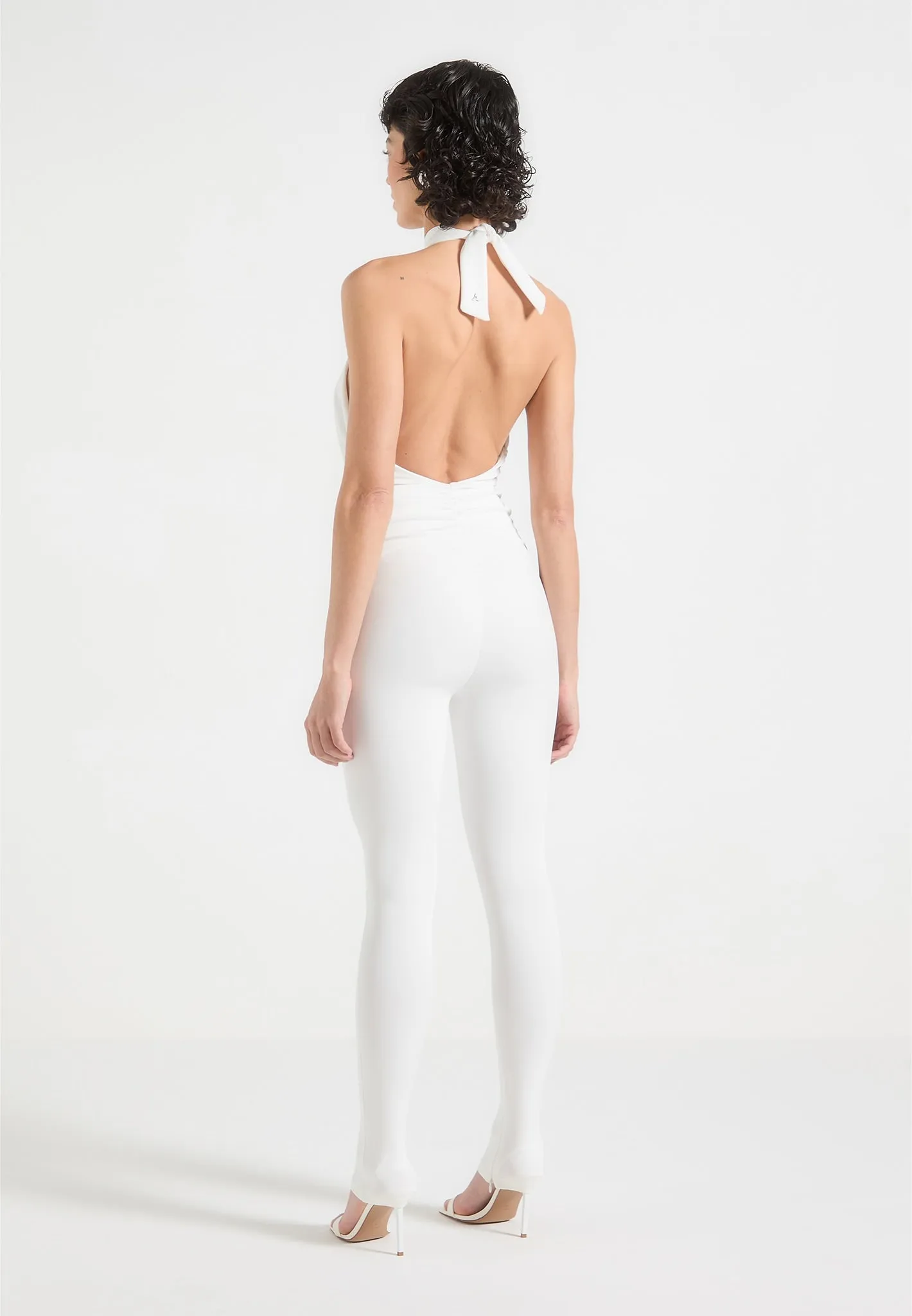 Twist Halterneck Ruched Jumpsuit - Off White sold by Maniere De Voir product image thumbnail 2