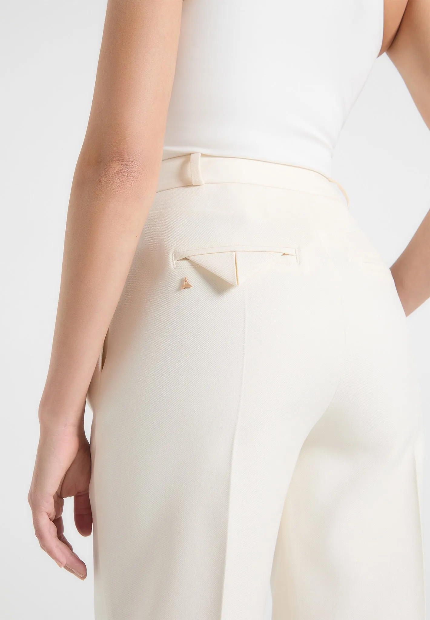 Julie - Tailored Twin Pleat Trousers - Cream sold by Maniere De Voir product image thumbnail 3
