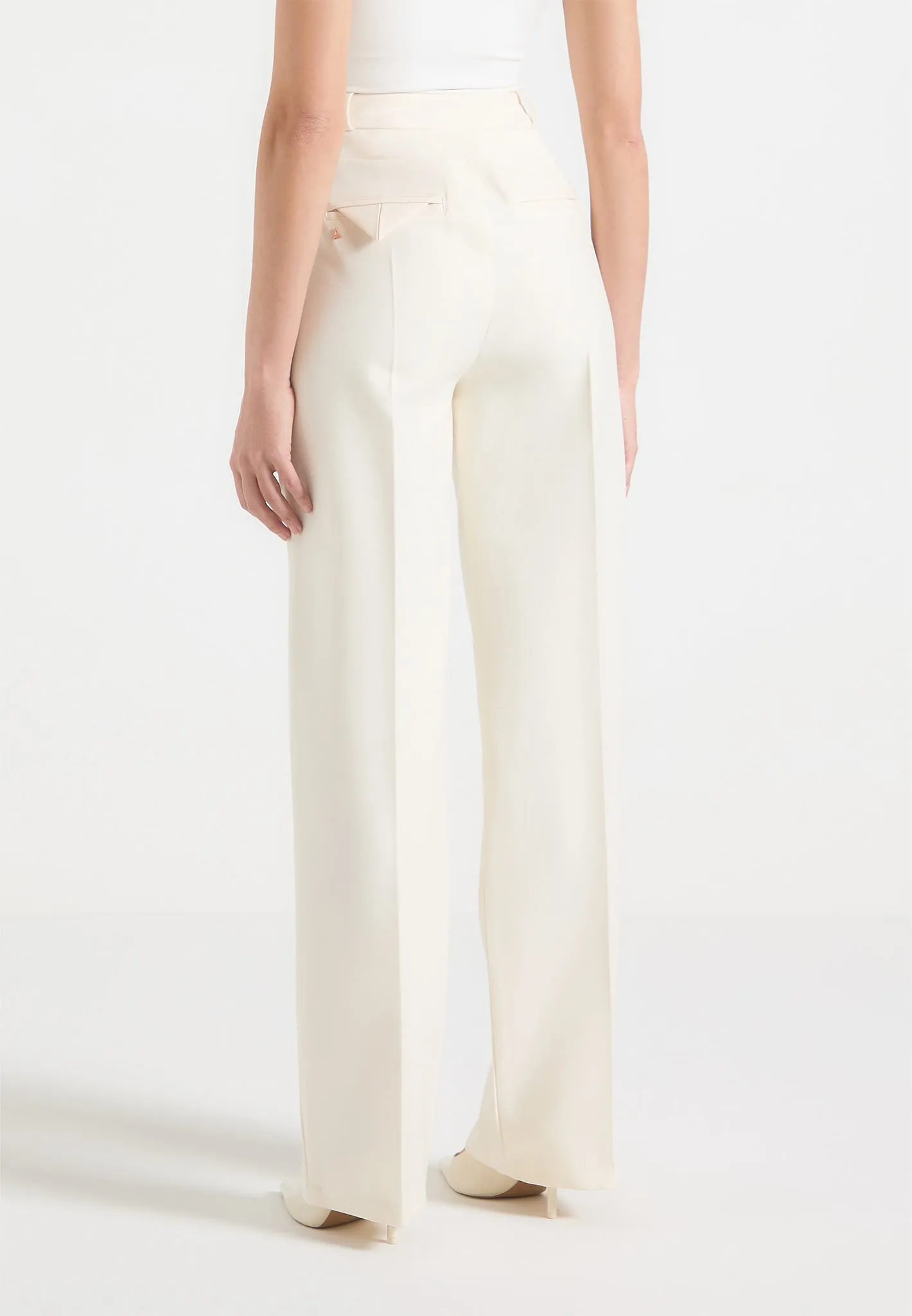Julie - Tailored Twin Pleat Trousers - Cream sold by Maniere De Voir product image thumbnail 2