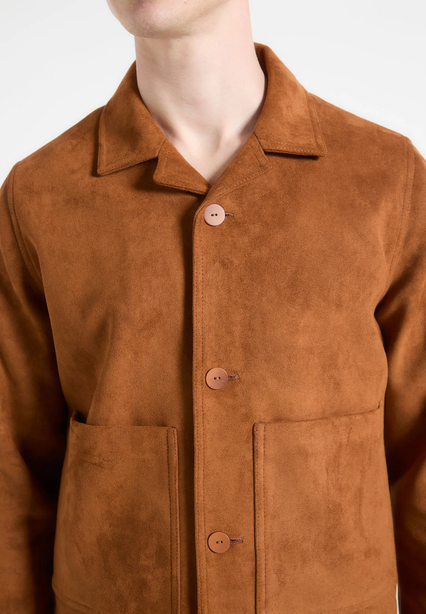 Michel - Suede Jacket with Revere Collar - Fawn sold by Maniere De Voir product image thumbnail 5