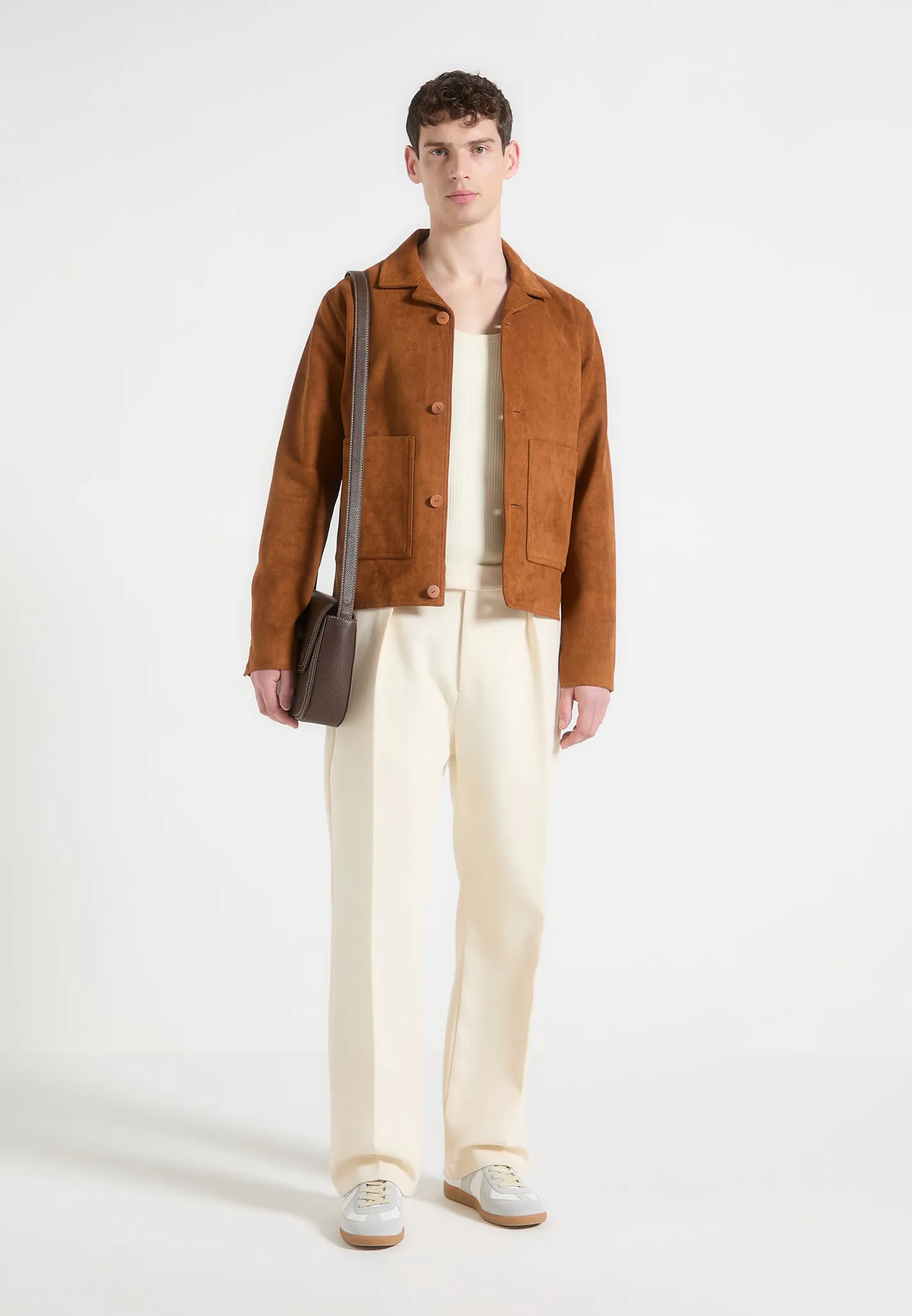 Michel - Suede Jacket with Revere Collar - Fawn sold by Maniere De Voir