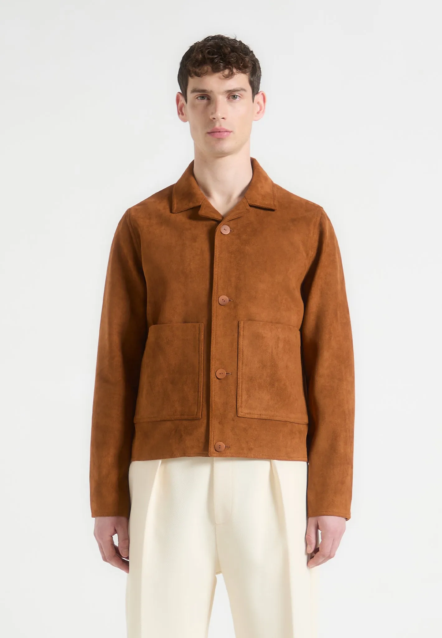 Michel - Suede Jacket with Revere Collar - Fawn sold by Maniere De Voir product image thumbnail 2