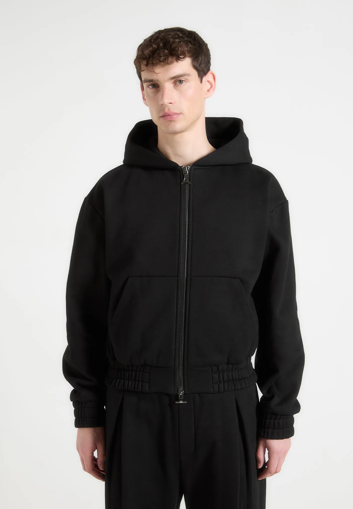 Florian - Cropped Zip Hoodie - Black sold by Maniere De Voir product image thumbnail 4