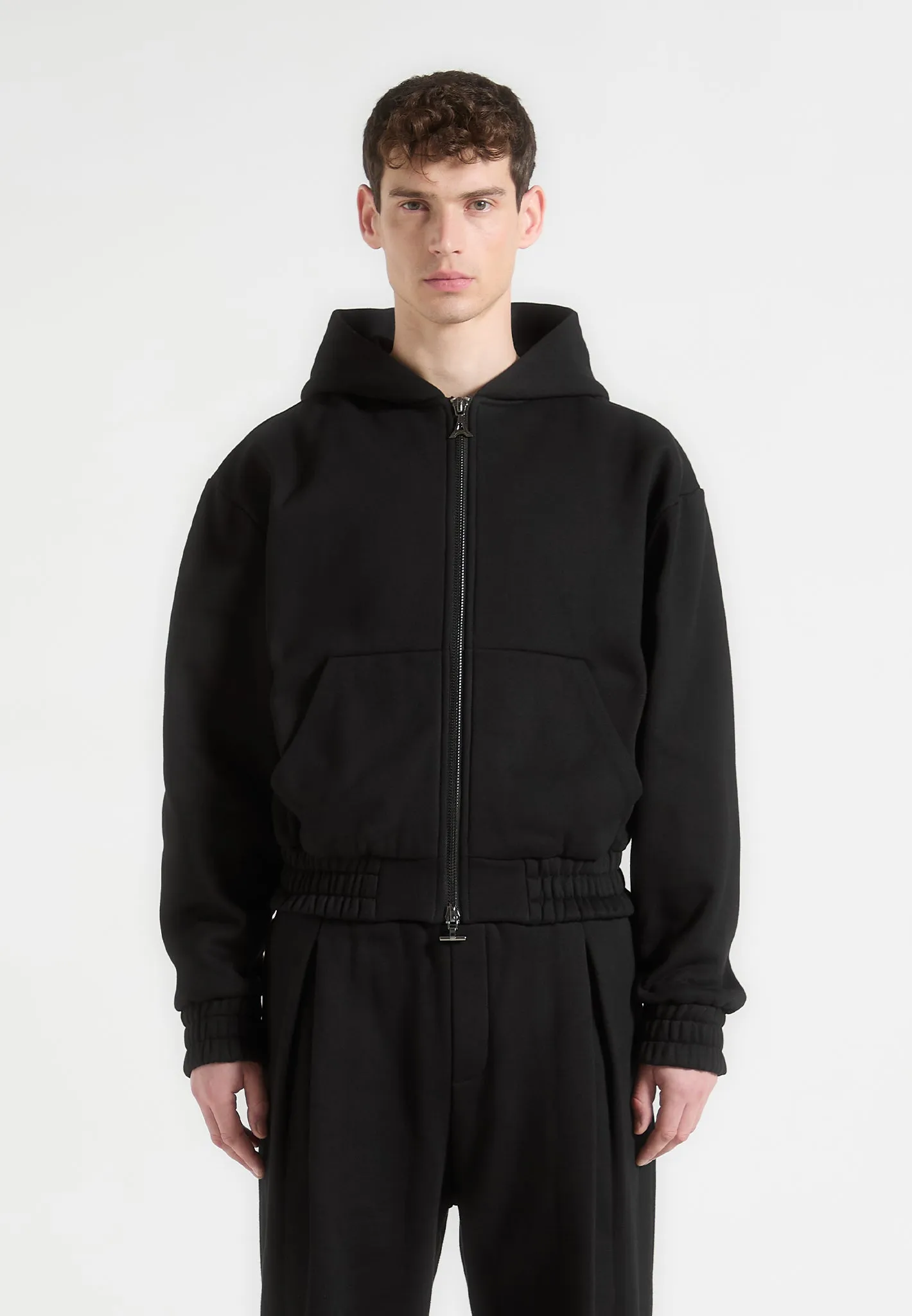 Florian - Cropped Zip Hoodie - Black sold by Maniere De Voir
