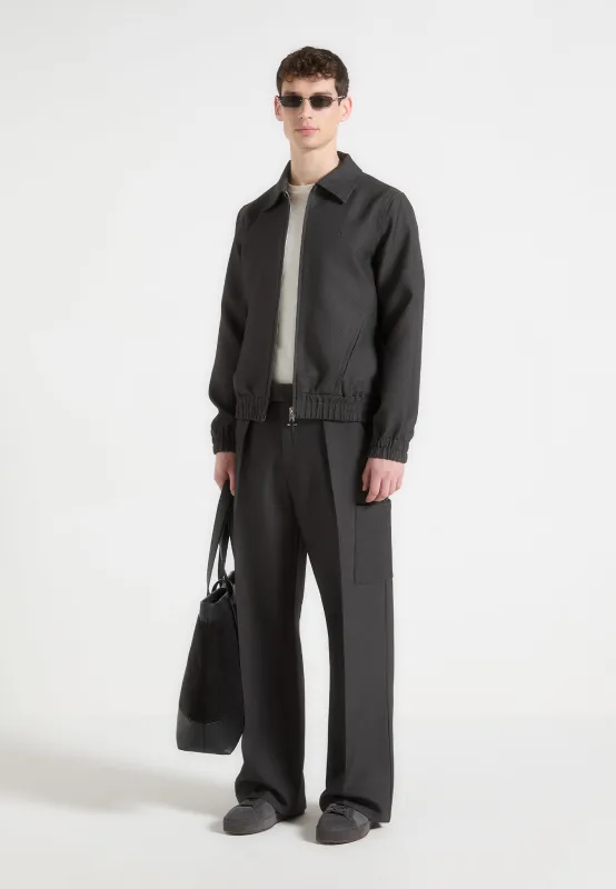 Relaxed Fit Pleated Pocket Trousers - Grey sold by Maniere De Voir