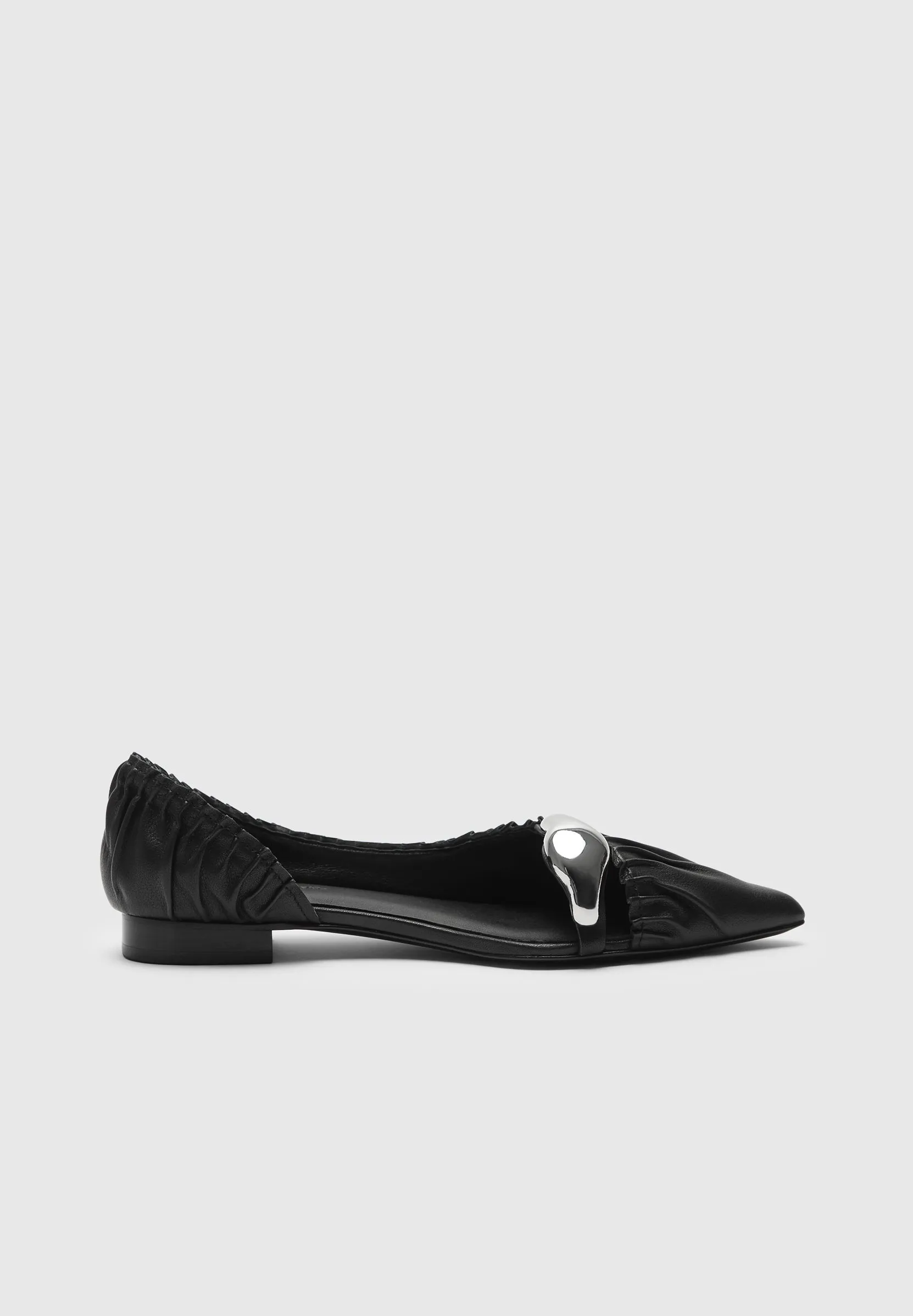 Celeste - Leather Ballet Flats with Hardware - Black sold by Maniere De Voir