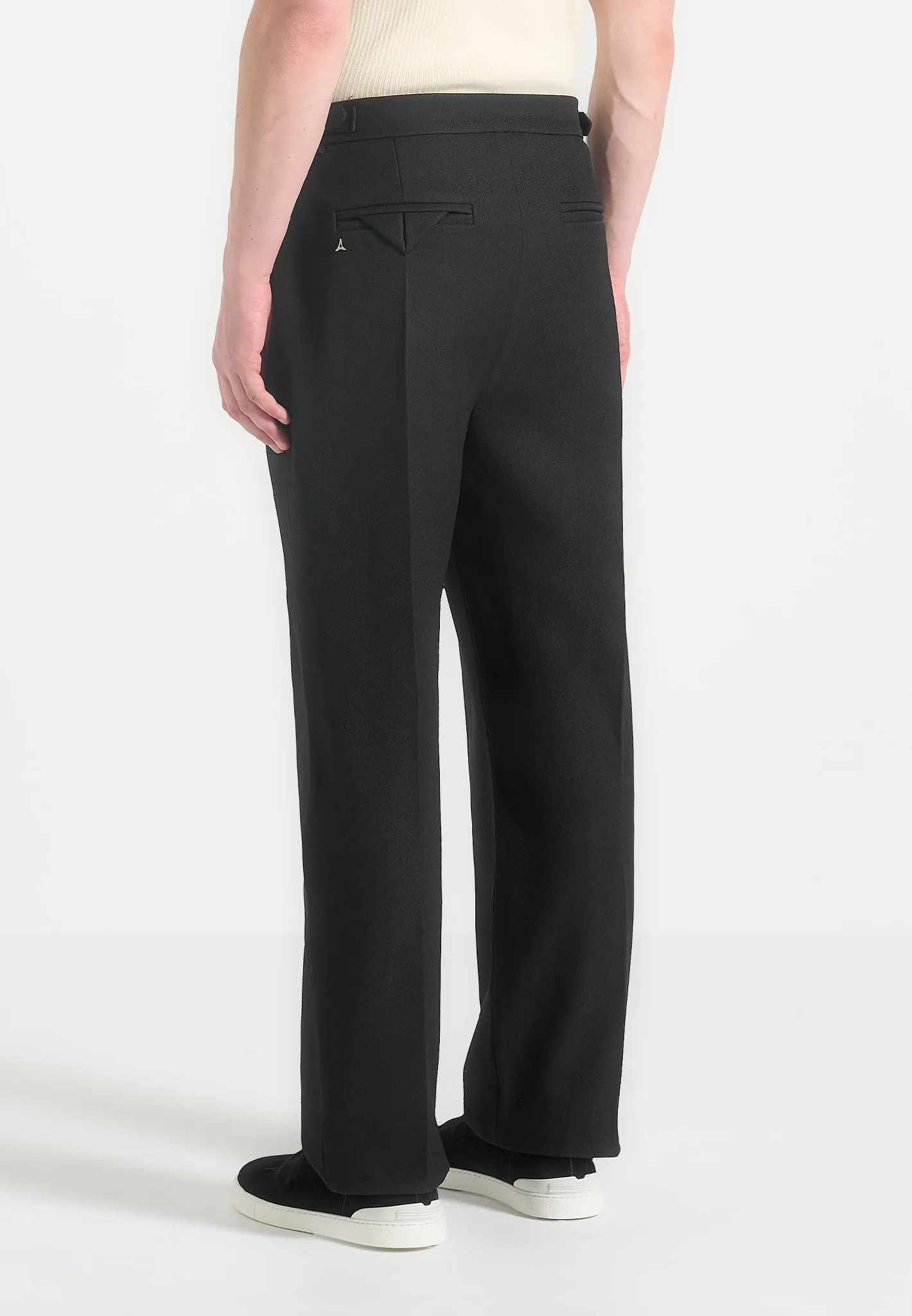 Pierre - Relaxed Fit Twin Pleat Tailored Trousers - Black sold by Maniere De Voir product image thumbnail 4