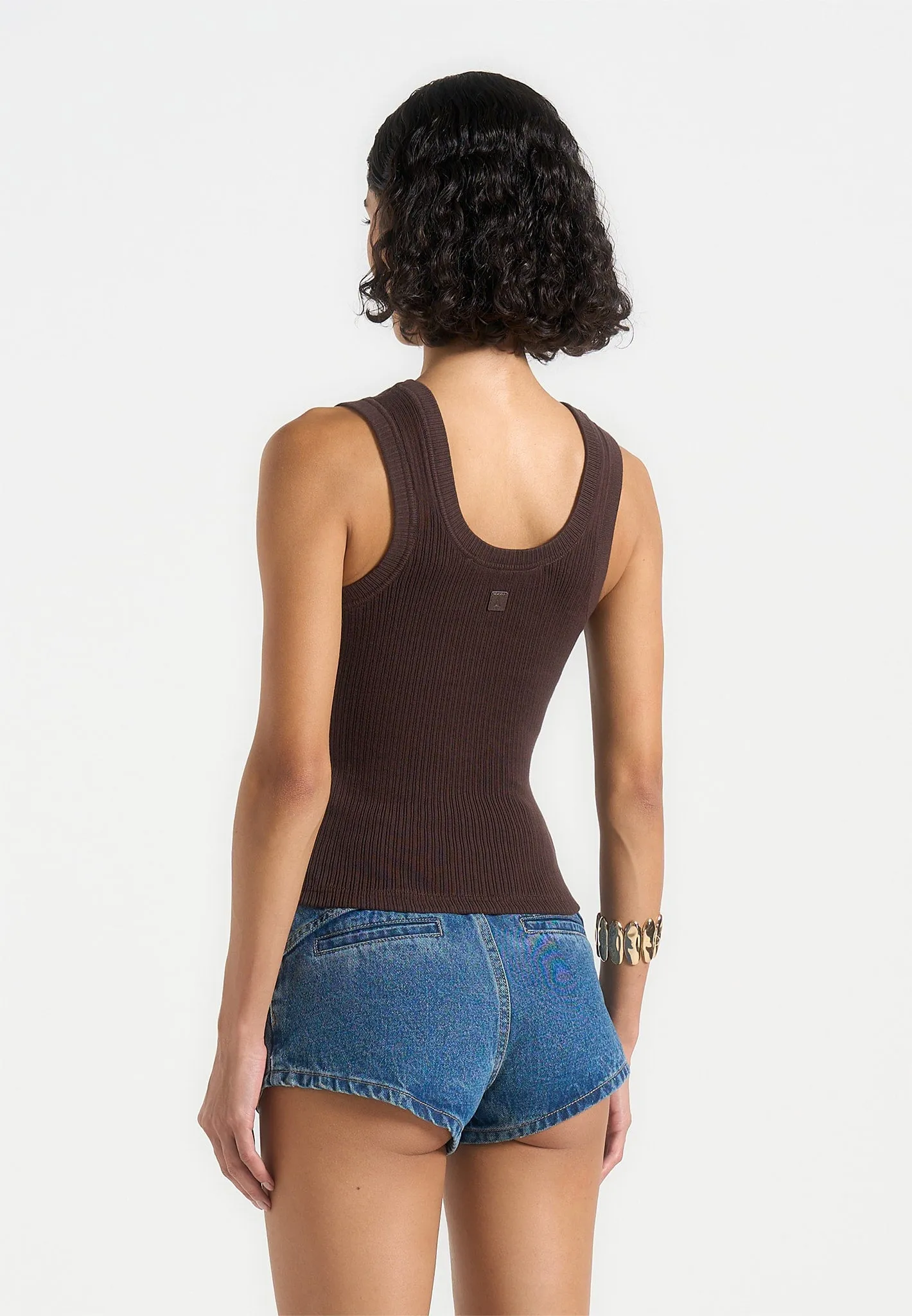 Liane - Scoop Neck Ribbed Vest - Brown sold by Maniere De Voir product image thumbnail 3