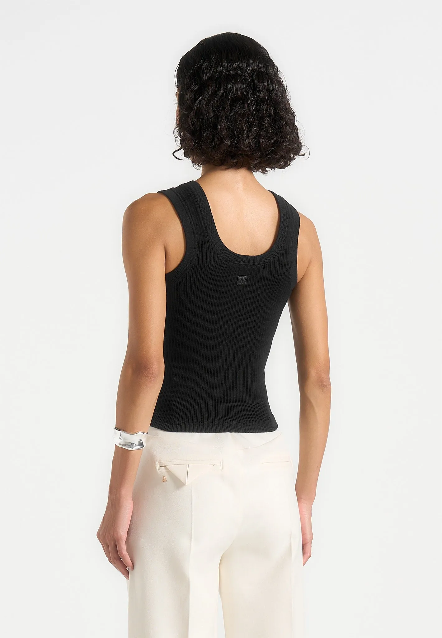 Liane - Scoop Neck Ribbed Vest - Black sold by Maniere De Voir product image thumbnail 3