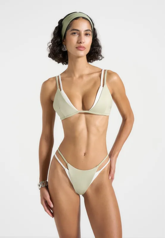 Nelly - Double Layer Bikini Bottoms - Sage/White sold by Maniere De Voir