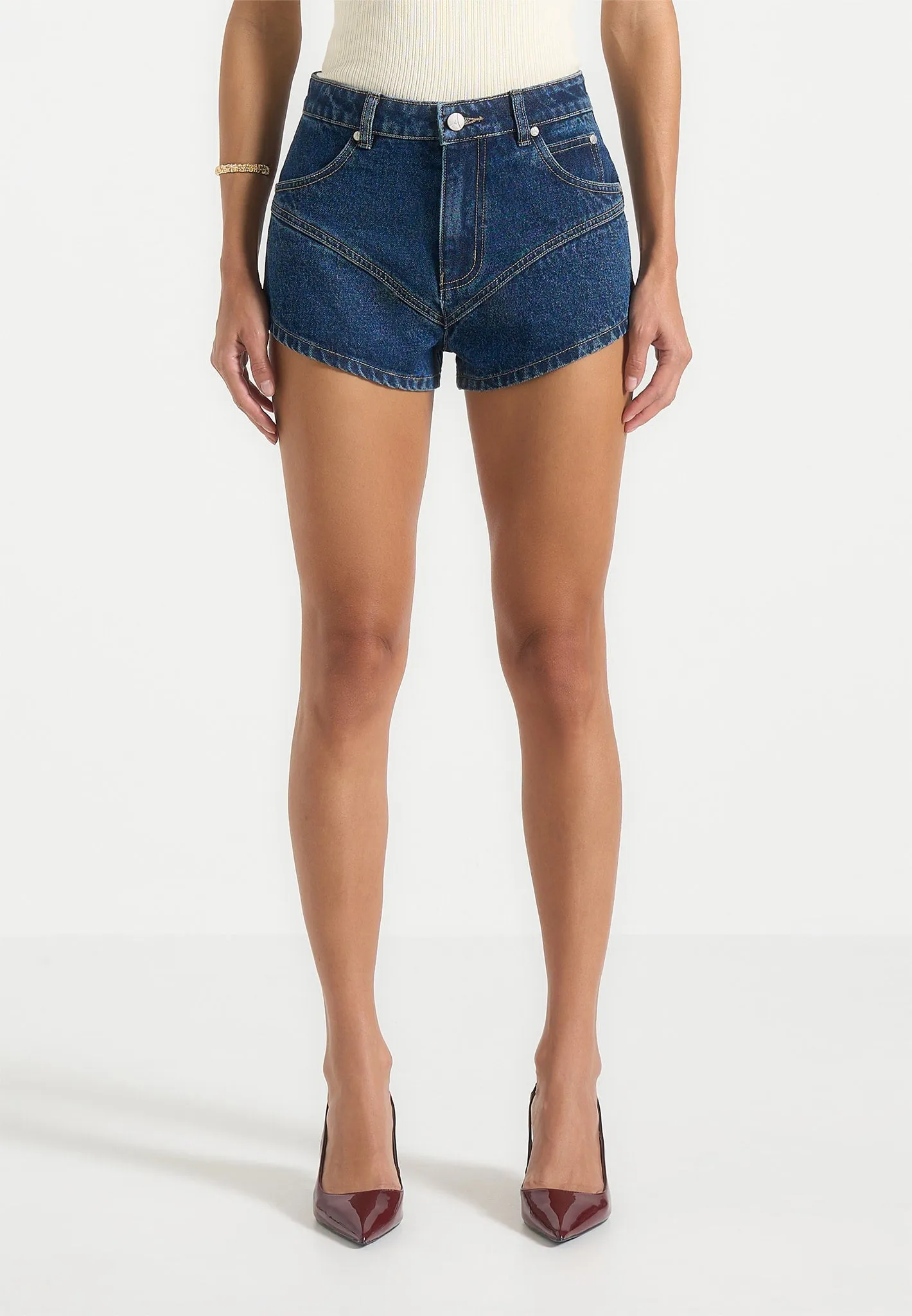 Lore - Contour Denim Mini Shorts - Indigo sold by Maniere De Voir product image thumbnail 4