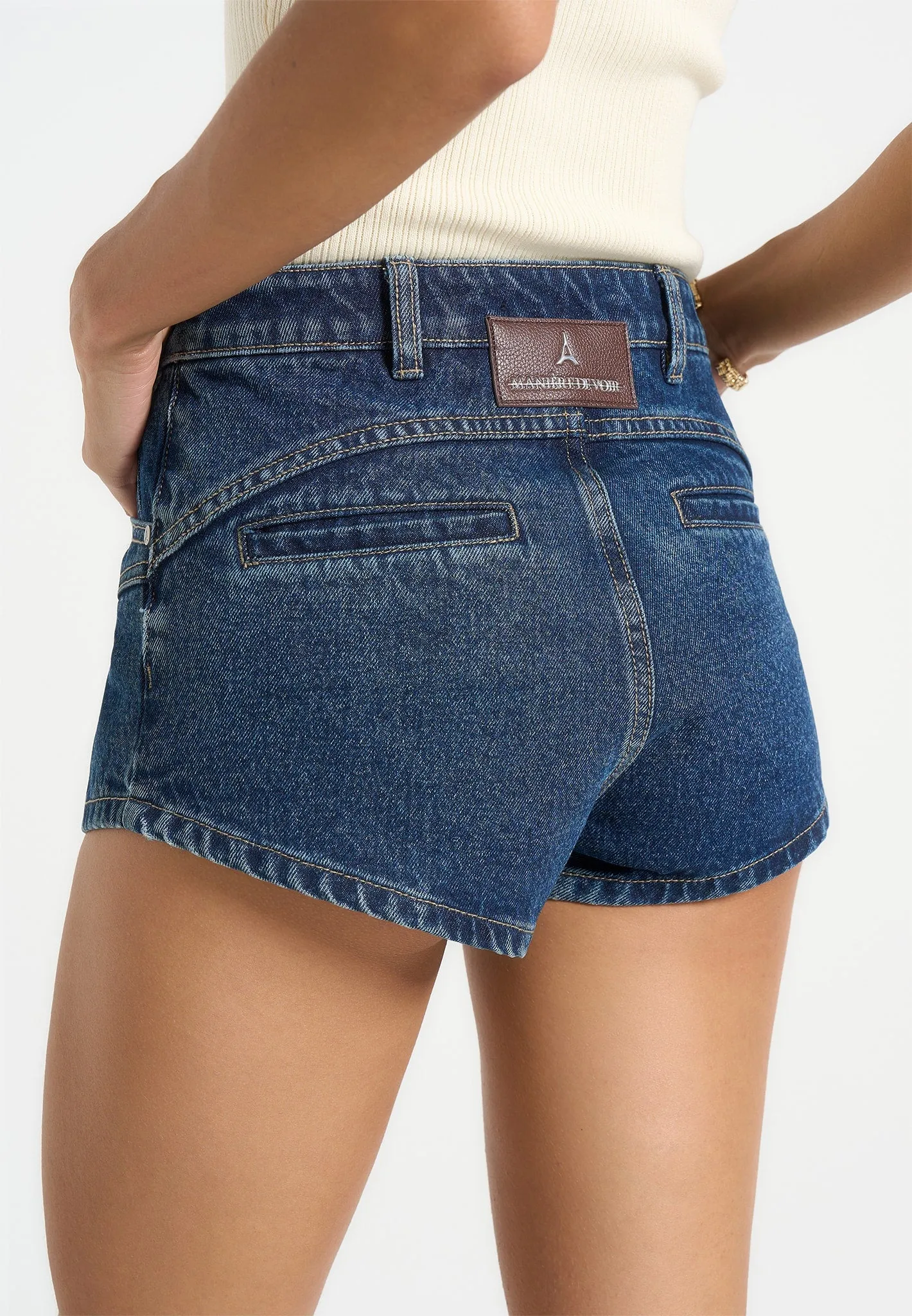 Lore - Contour Denim Mini Shorts - Indigo sold by Maniere De Voir product image thumbnail 3