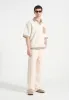 Lazare - Wide Leg Twill Jeans - Cream sold by Maniere De Voir