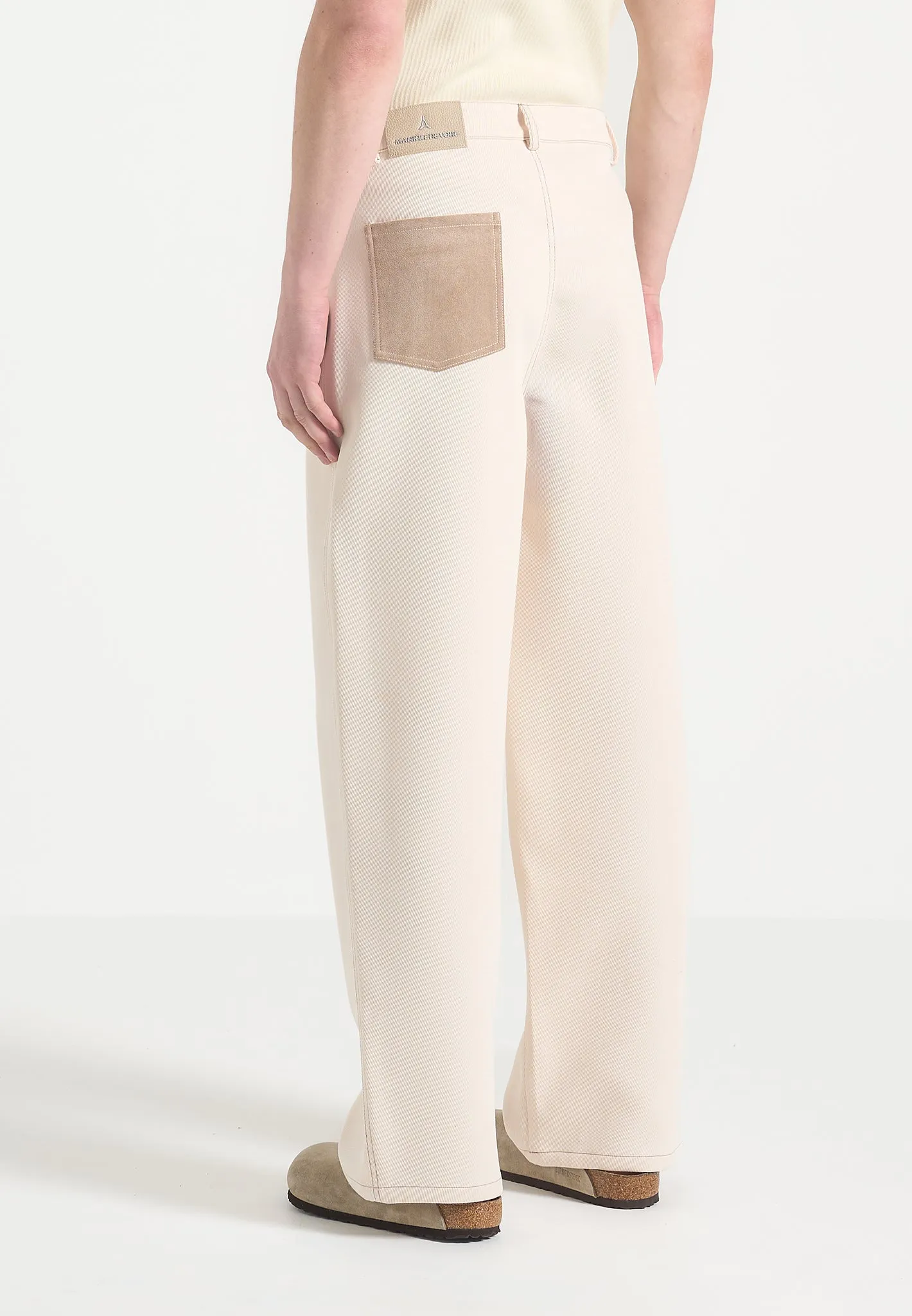 Lazare - Wide Leg Twill Jeans - Cream sold by Maniere De Voir product image thumbnail 4