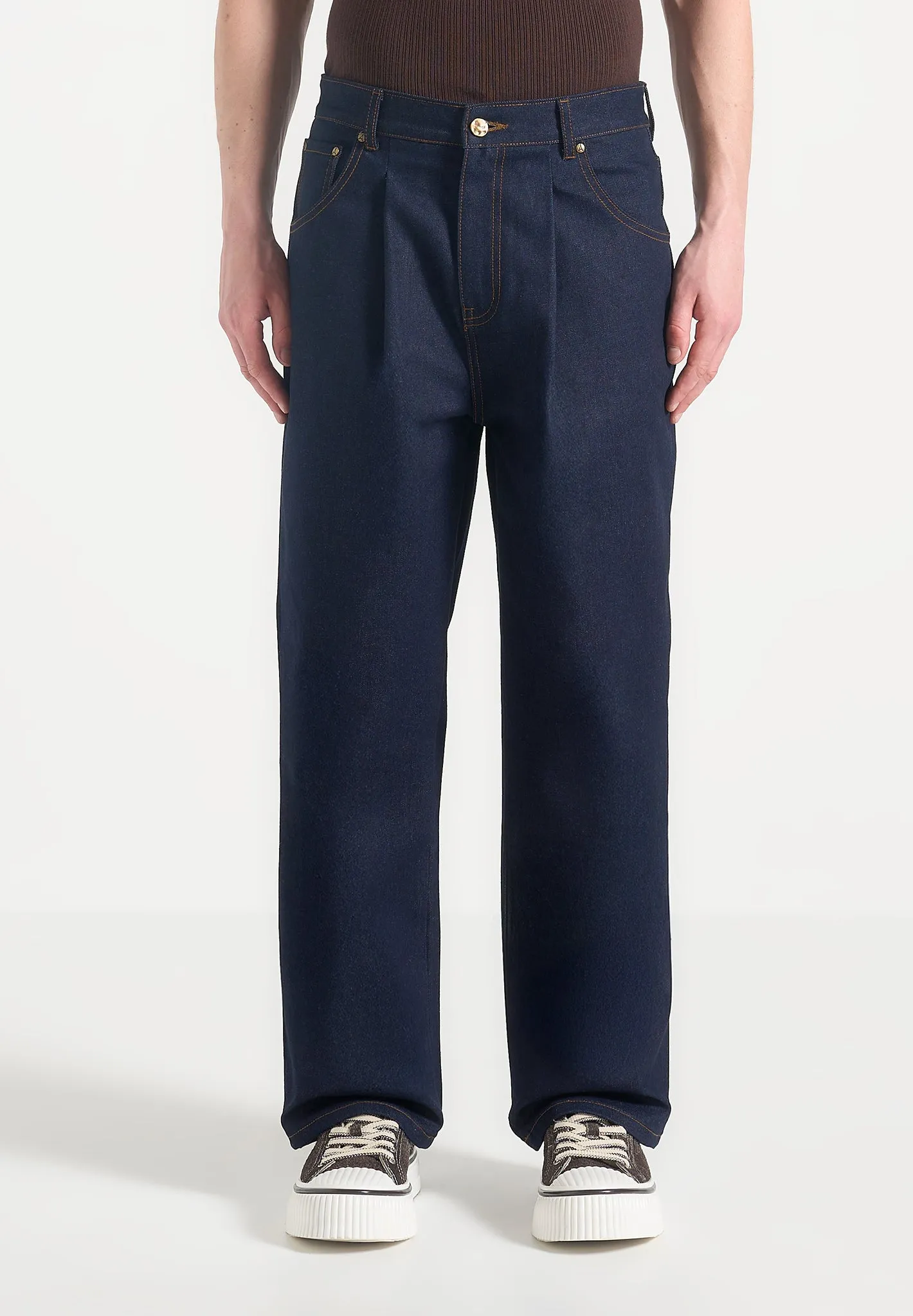 Arnault - Pleated Denim Jeans - Indigo sold by Maniere De Voir