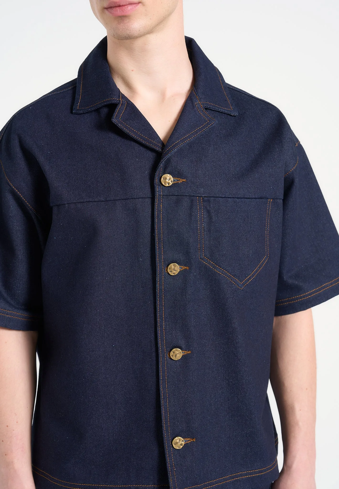 Carl - Boxy Denim Revere Shirt - Indigo sold by Maniere De Voir product image thumbnail 3