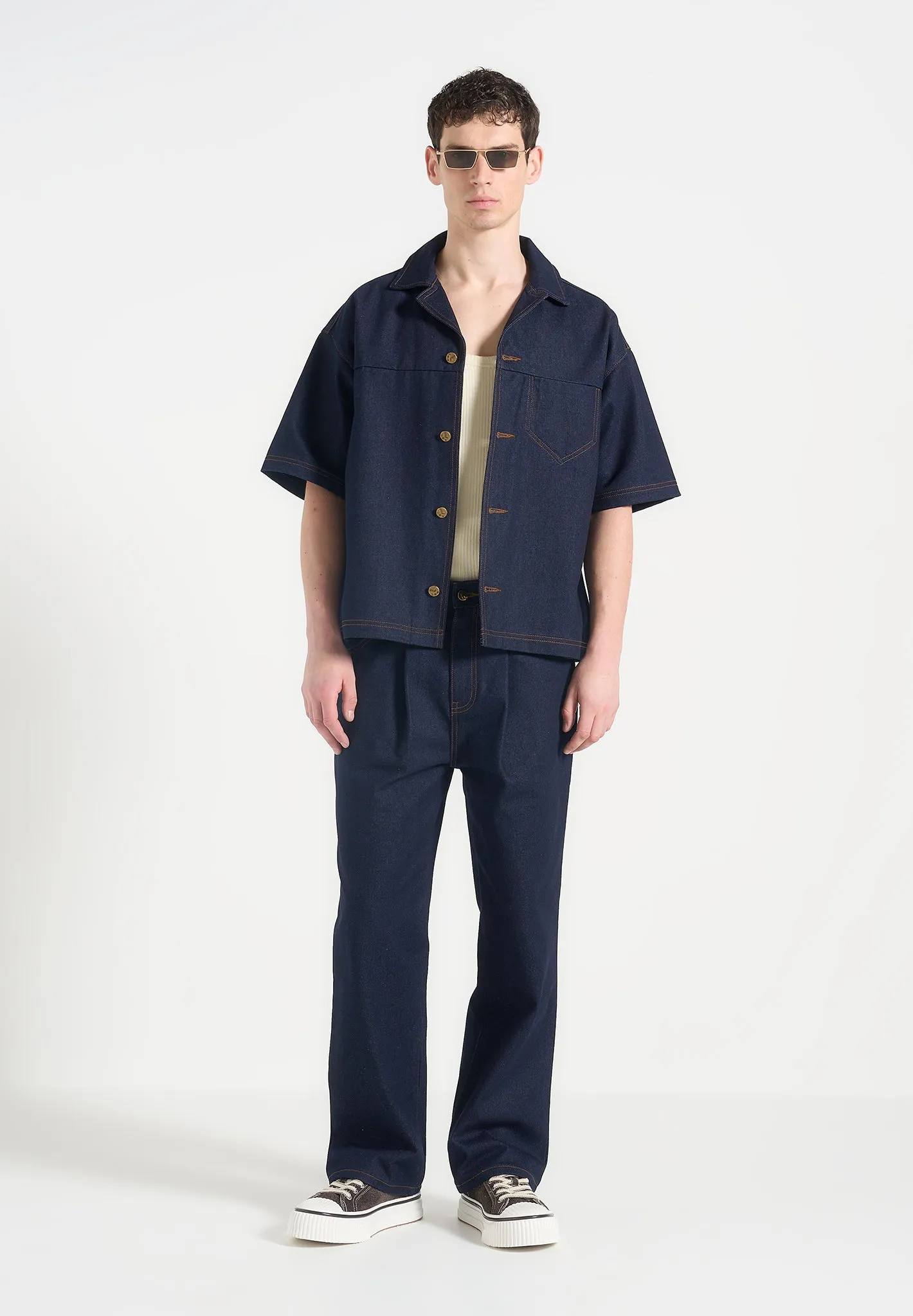 Carl - Boxy Denim Revere Shirt - Indigo sold by Maniere De Voir product image thumbnail 2
