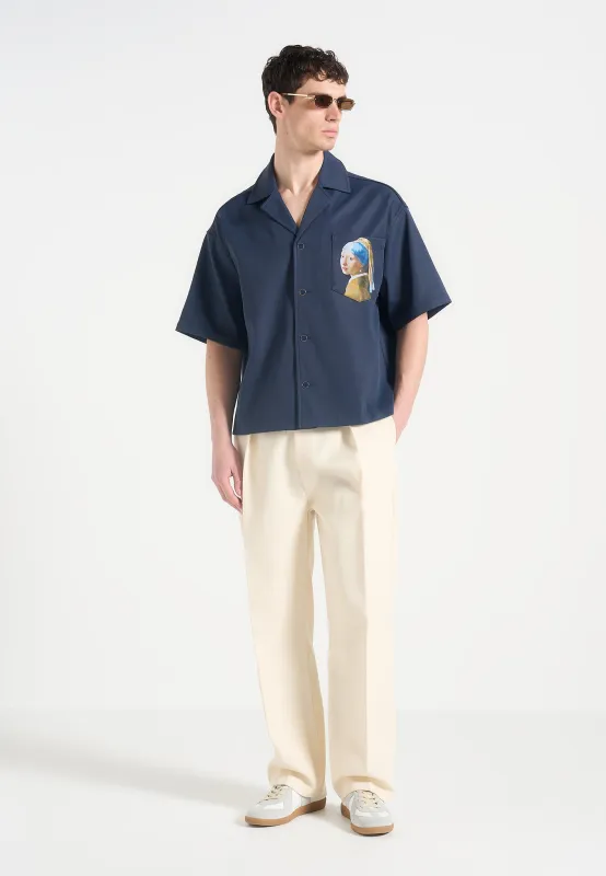 Stephane - "A Girl With A Pearl Earring" Boxy Shirt - Indigo sold by Maniere De Voir