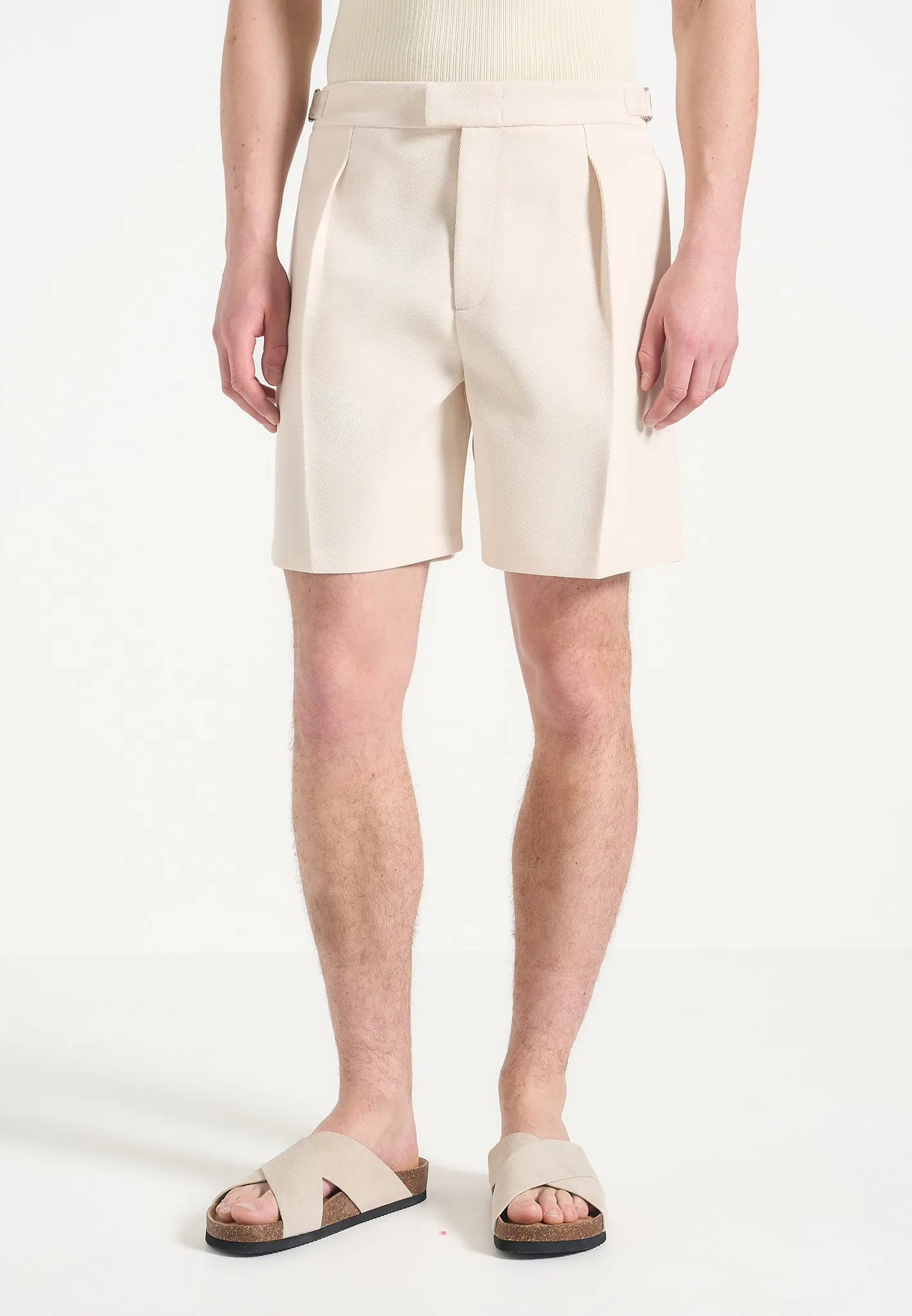 Marin - Twill Pleated Shorts - Cream sold by Maniere De Voir