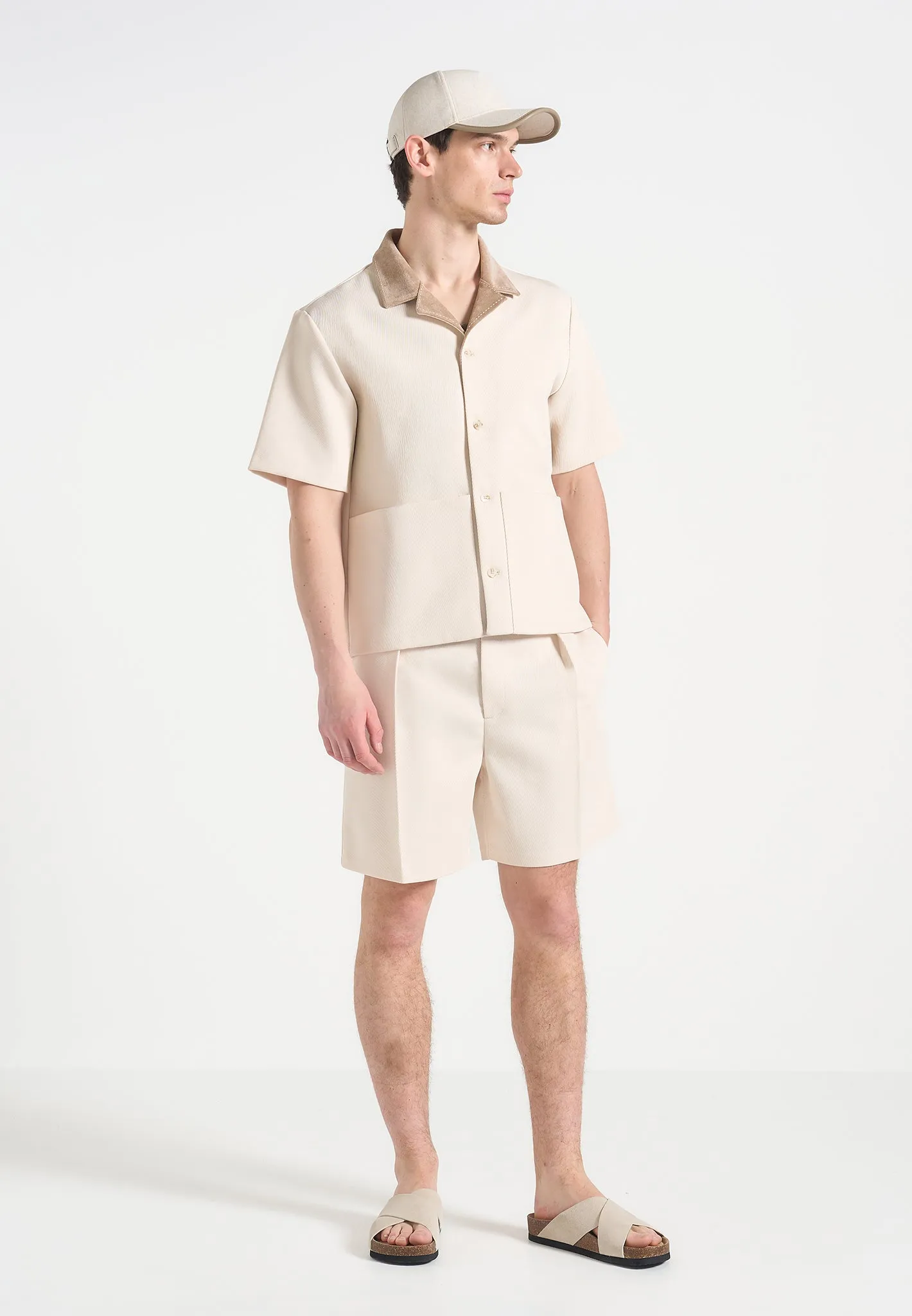 Marin - Twill Pleated Shorts - Cream sold by Maniere De Voir product image thumbnail 3