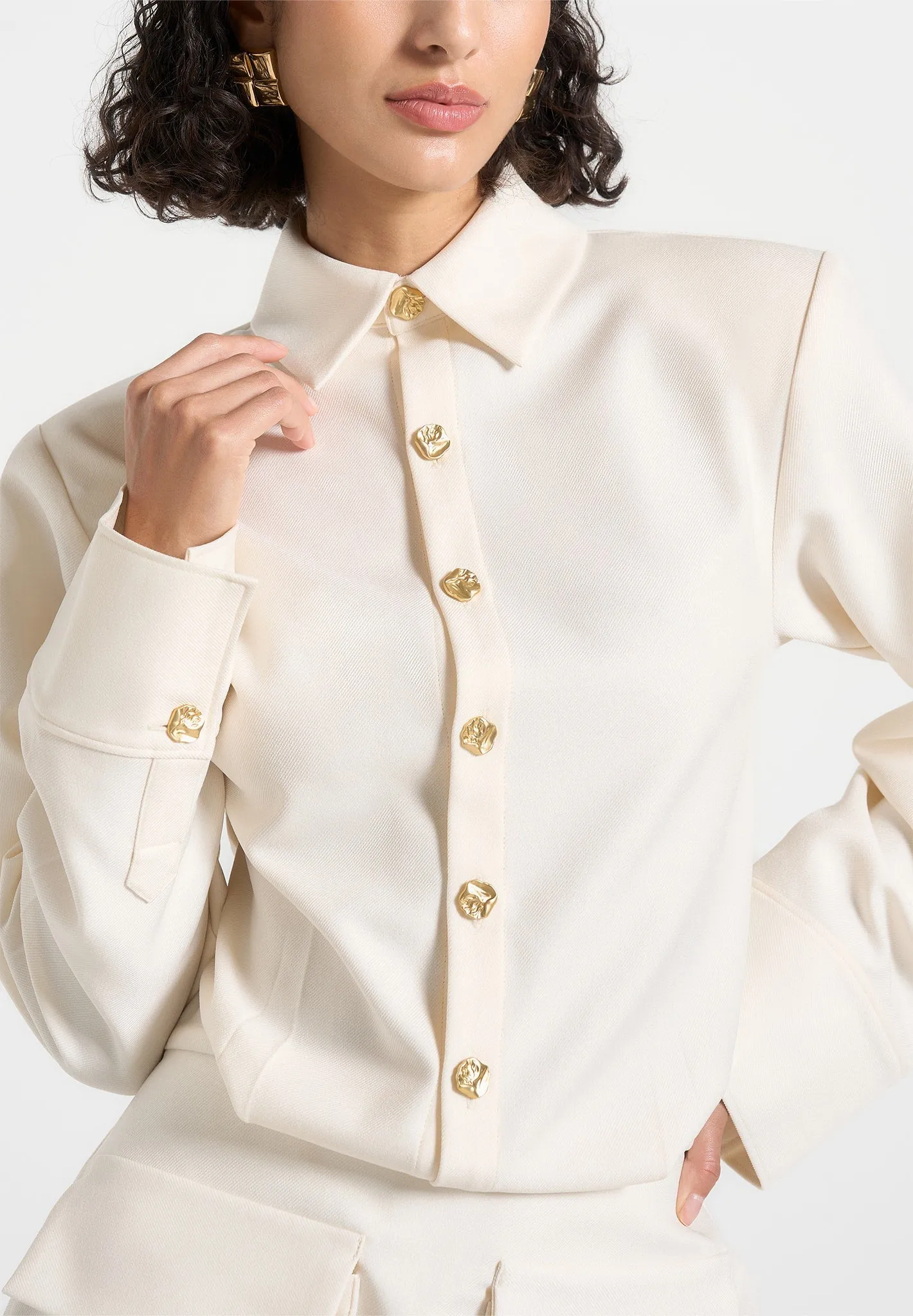 Laure - Cargo Shirt Mini Dress - Cream sold by Maniere De Voir product image thumbnail 3