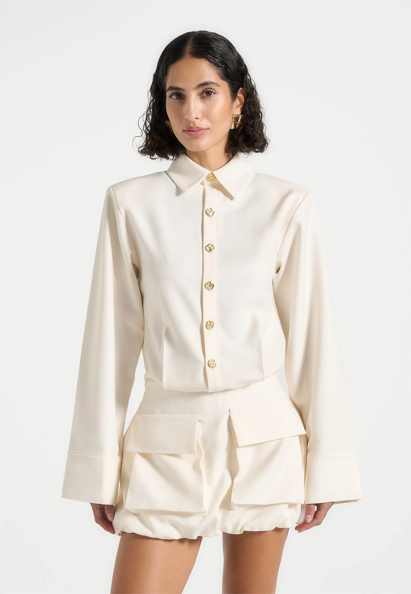 Laure - Cargo Shirt Mini Dress - Cream sold by Maniere De Voir product image thumbnail 2