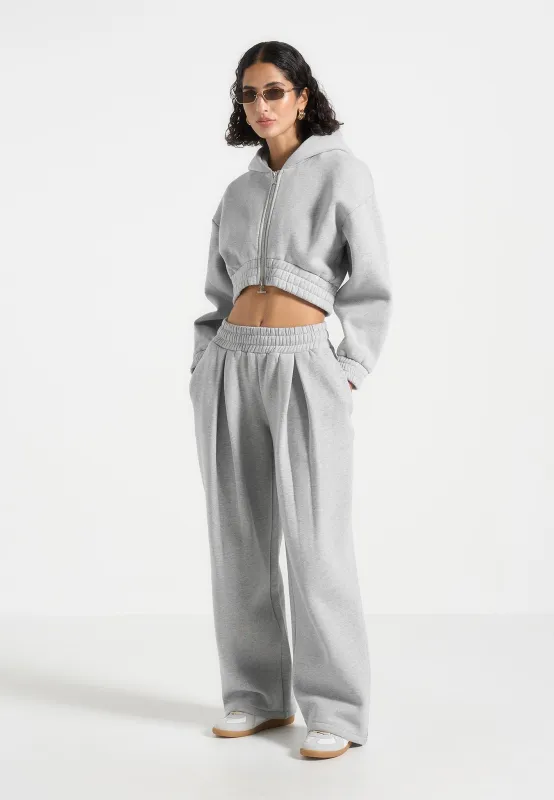 Fanny - Straight Leg Box Pleat Joggers - Grey sold by Maniere De Voir