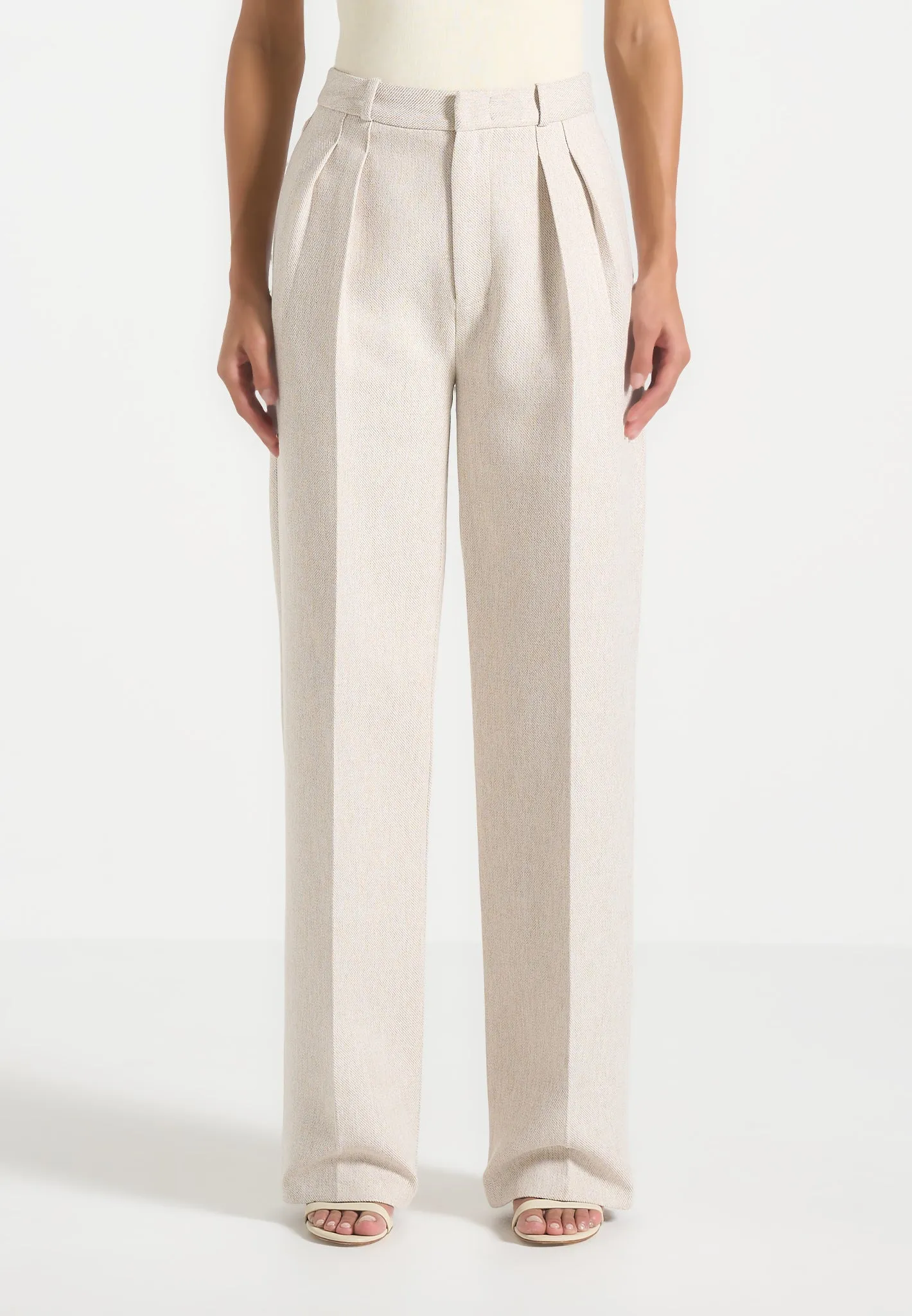 Julie - Tailored Twin Pleat Trousers - Light Beige sold by Maniere De Voir product image thumbnail 3