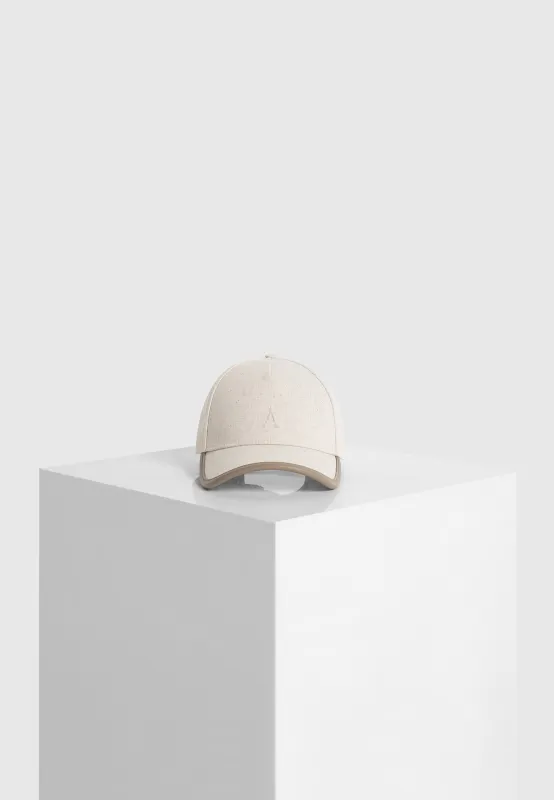 Vincent - Embossed Eiffel Cap With Leather Trim - Natural made by Maniere De Voir