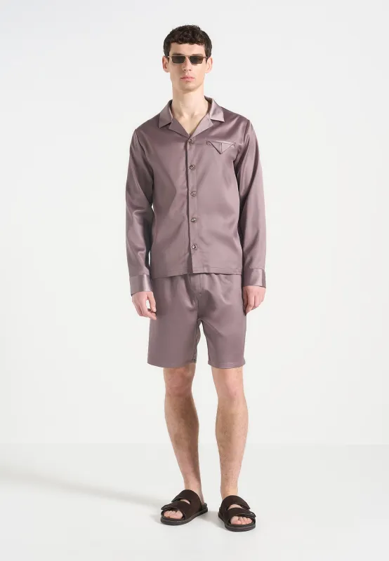 Liam - Satin Shorts - Taupe sold by Maniere De Voir