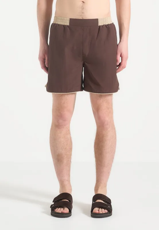 Ferdinand - Swim Shorts with Contrast Waistband - Brown sold by Maniere De Voir
