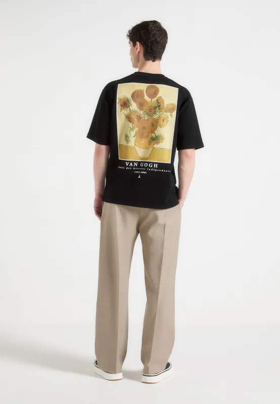 Sunflowers - Van Gogh Cotton T-Shirt - Black sold by Maniere De Voir