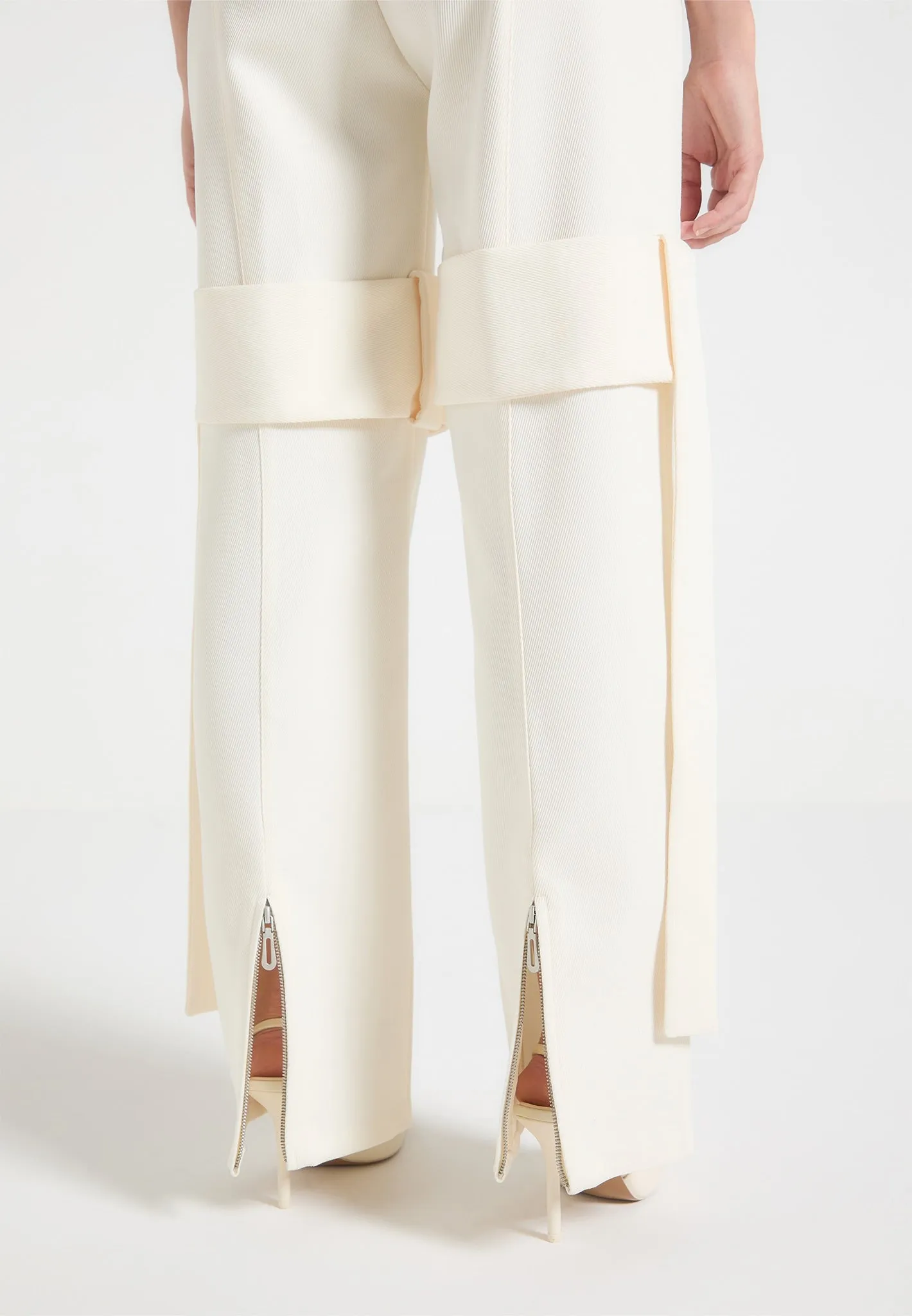 Isabelle - Tailored Belted Strap Detail Trousers - Cream sold by Maniere De Voir product image thumbnail 2