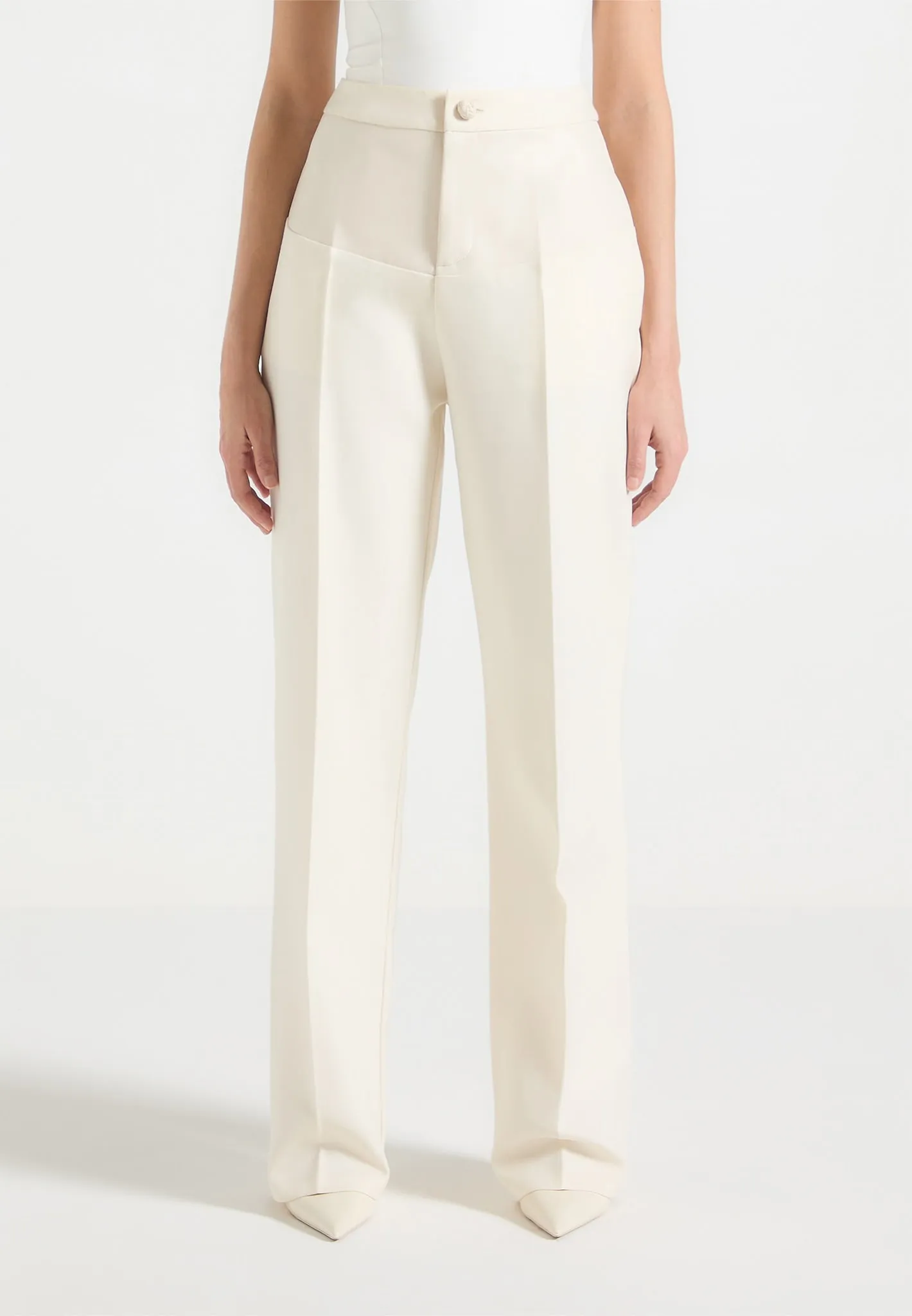 Blanche - Leather Panel Tailored Trousers - Cream sold by Maniere De Voir product image thumbnail 2