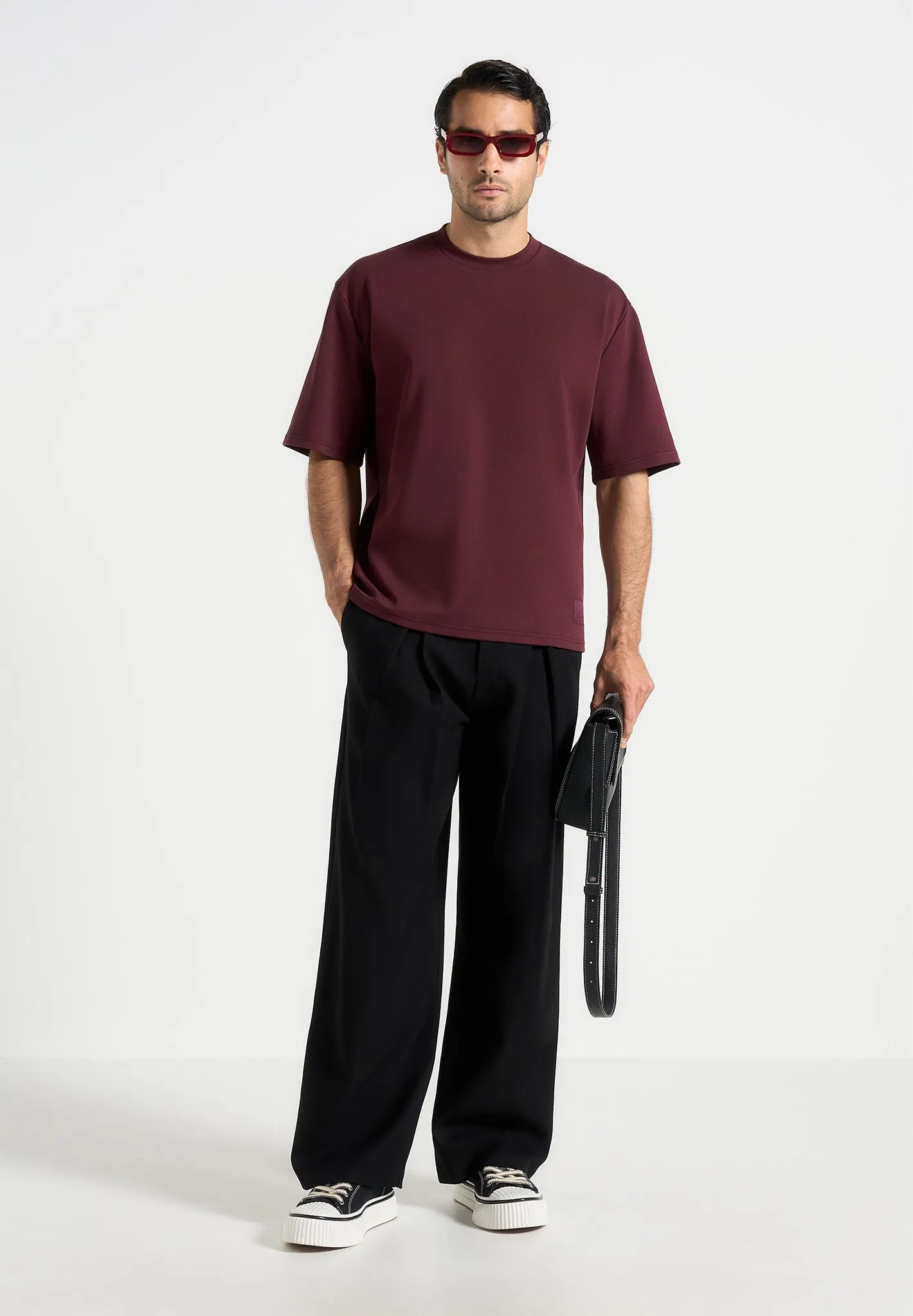 Paul - Relaxed Fit Cotton T-Shirt - Wine Red sold by Maniere De Voir product image thumbnail 2
