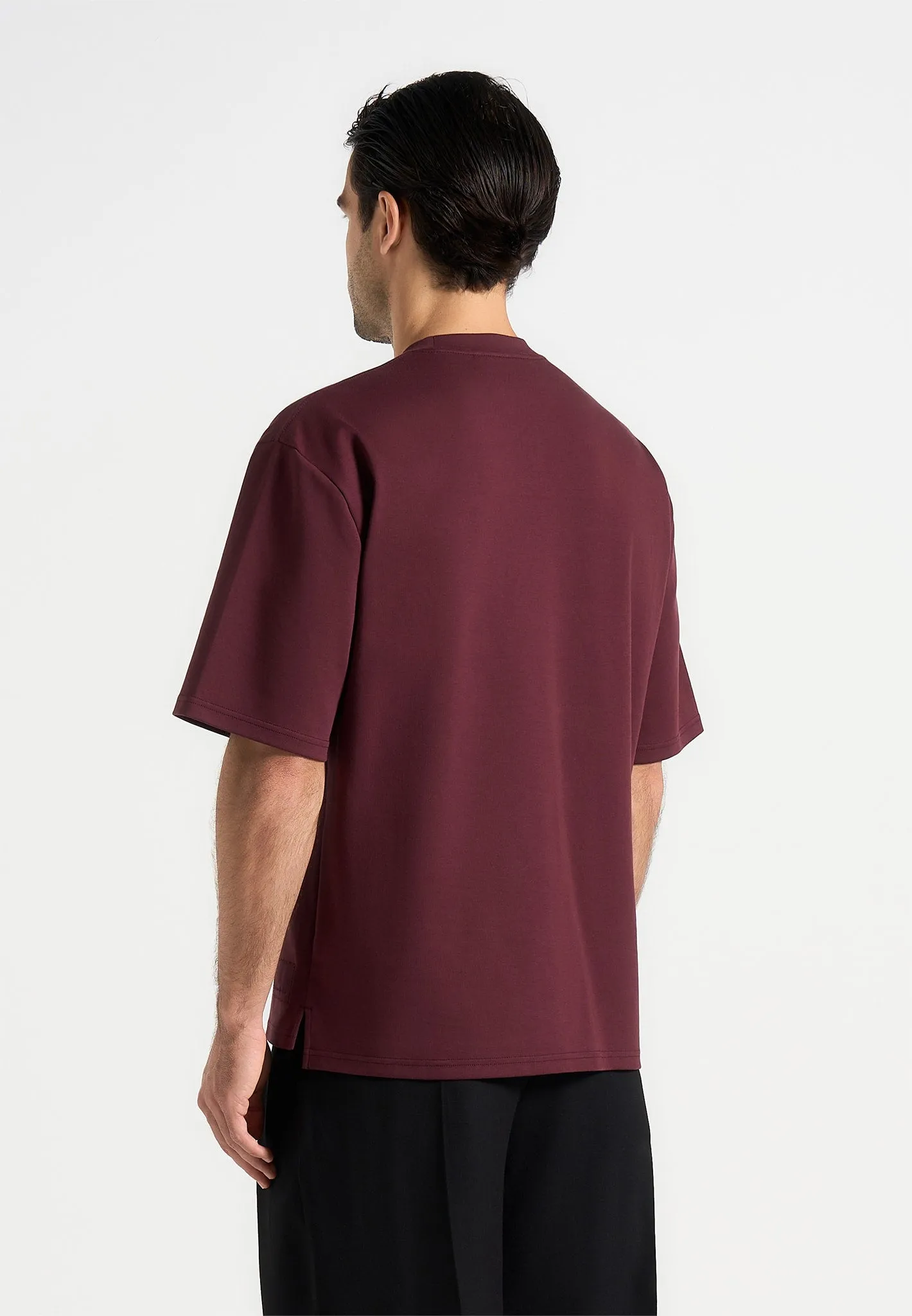 Paul - Relaxed Fit Cotton T-Shirt - Wine Red sold by Maniere De Voir product image thumbnail 4
