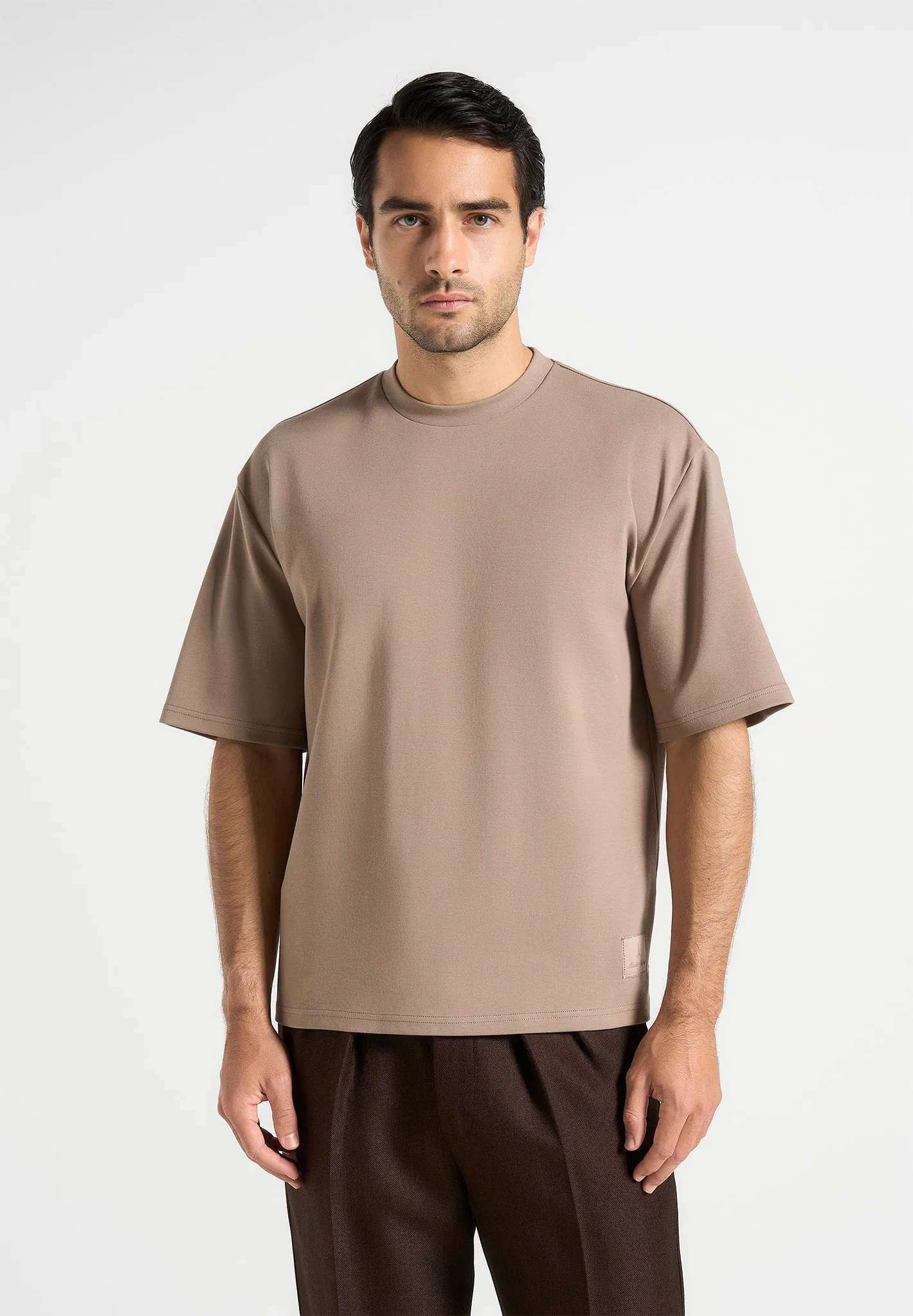 Paul - Relaxed Fit Cotton T-Shirt - Taupe sold by Maniere De Voir product image thumbnail 3