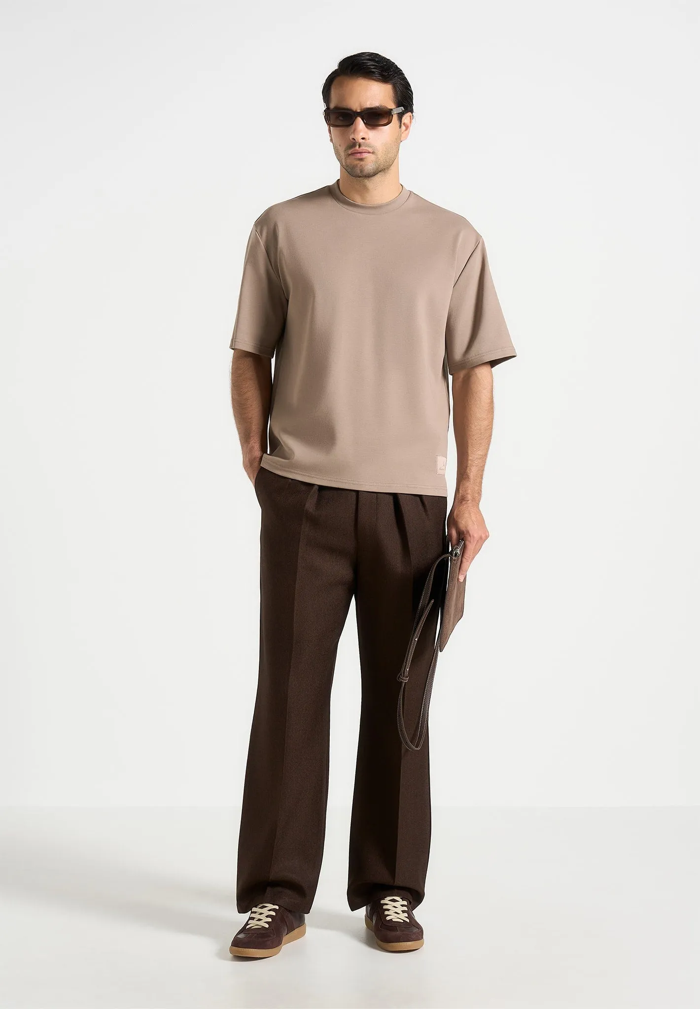 Paul - Relaxed Fit Cotton T-Shirt - Taupe sold by Maniere De Voir product image thumbnail 2