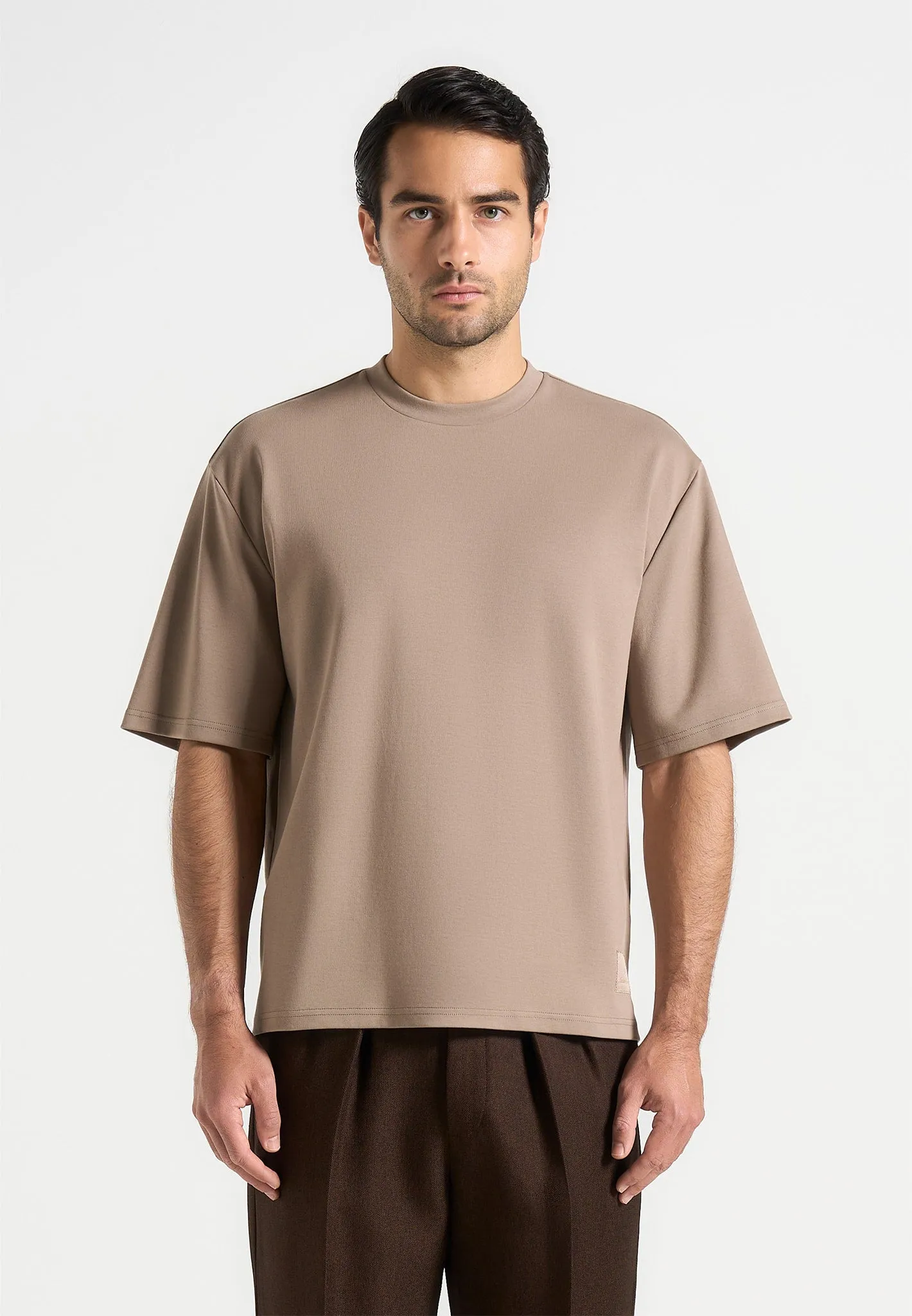 Paul - Relaxed Fit Cotton T-Shirt - Taupe sold by Maniere De Voir product image thumbnail 5