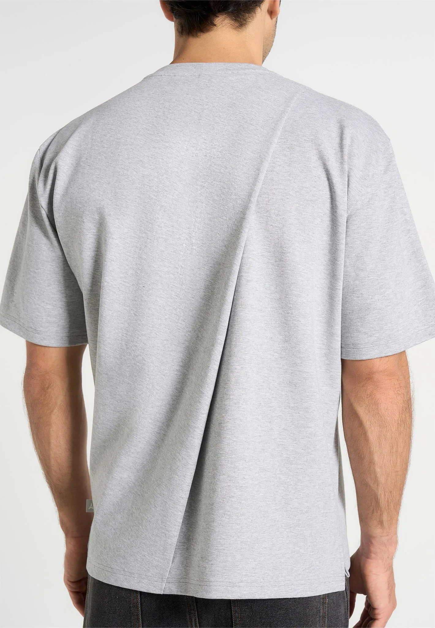 Hugo - Relaxed Fit Cotton T-Shirt With Pleat - Grey sold by Maniere De Voir product image thumbnail 3