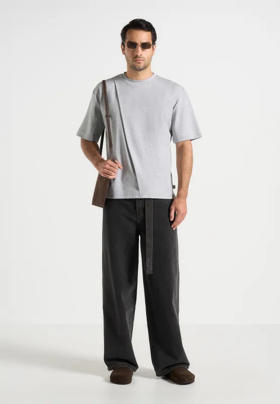 Hugo - Relaxed Fit T-Shirt With Pleat - Grey sold by Maniere De Voir