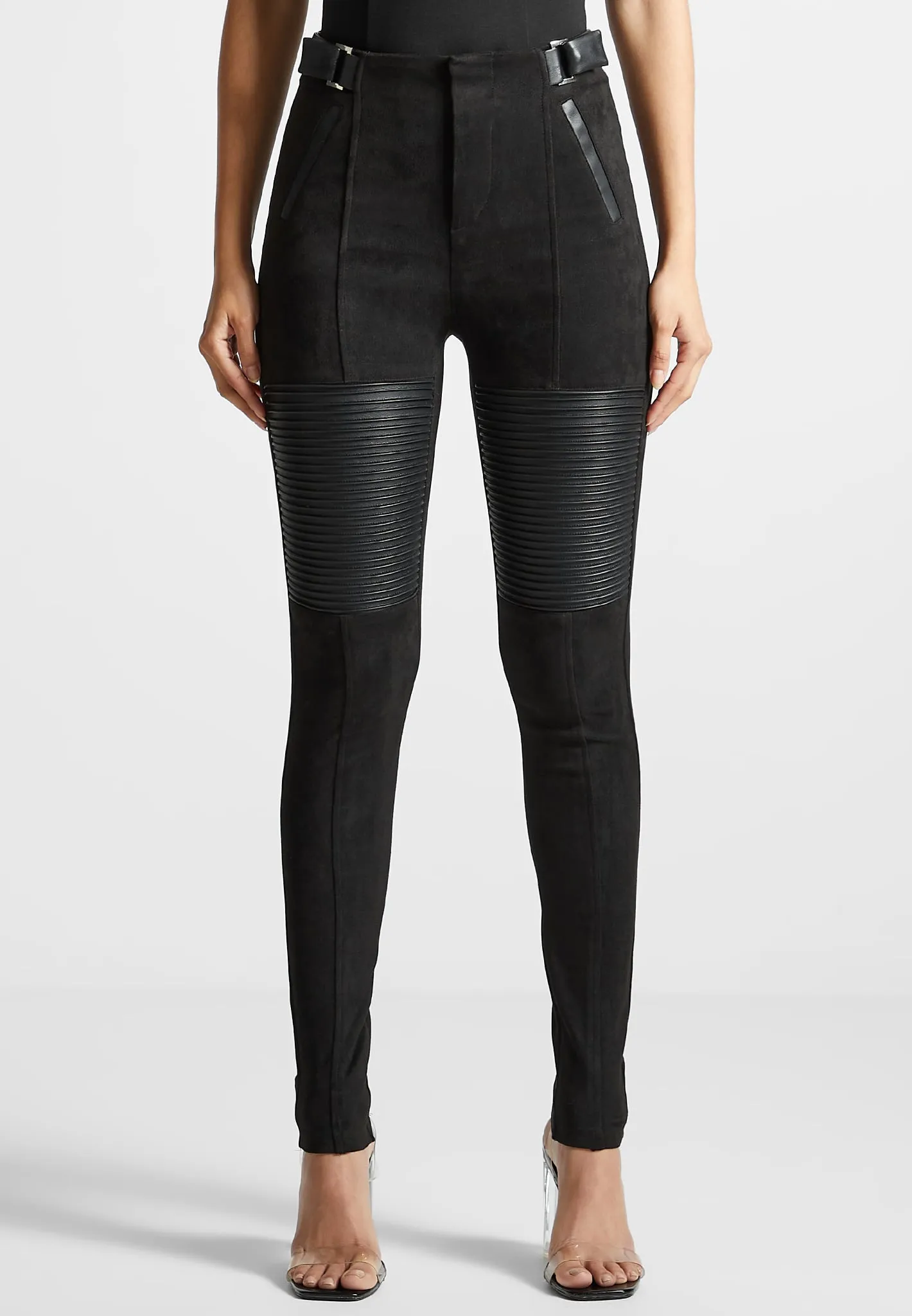 Leather and Suede Ribbed Leggings - Black sold by Maniere De Voir