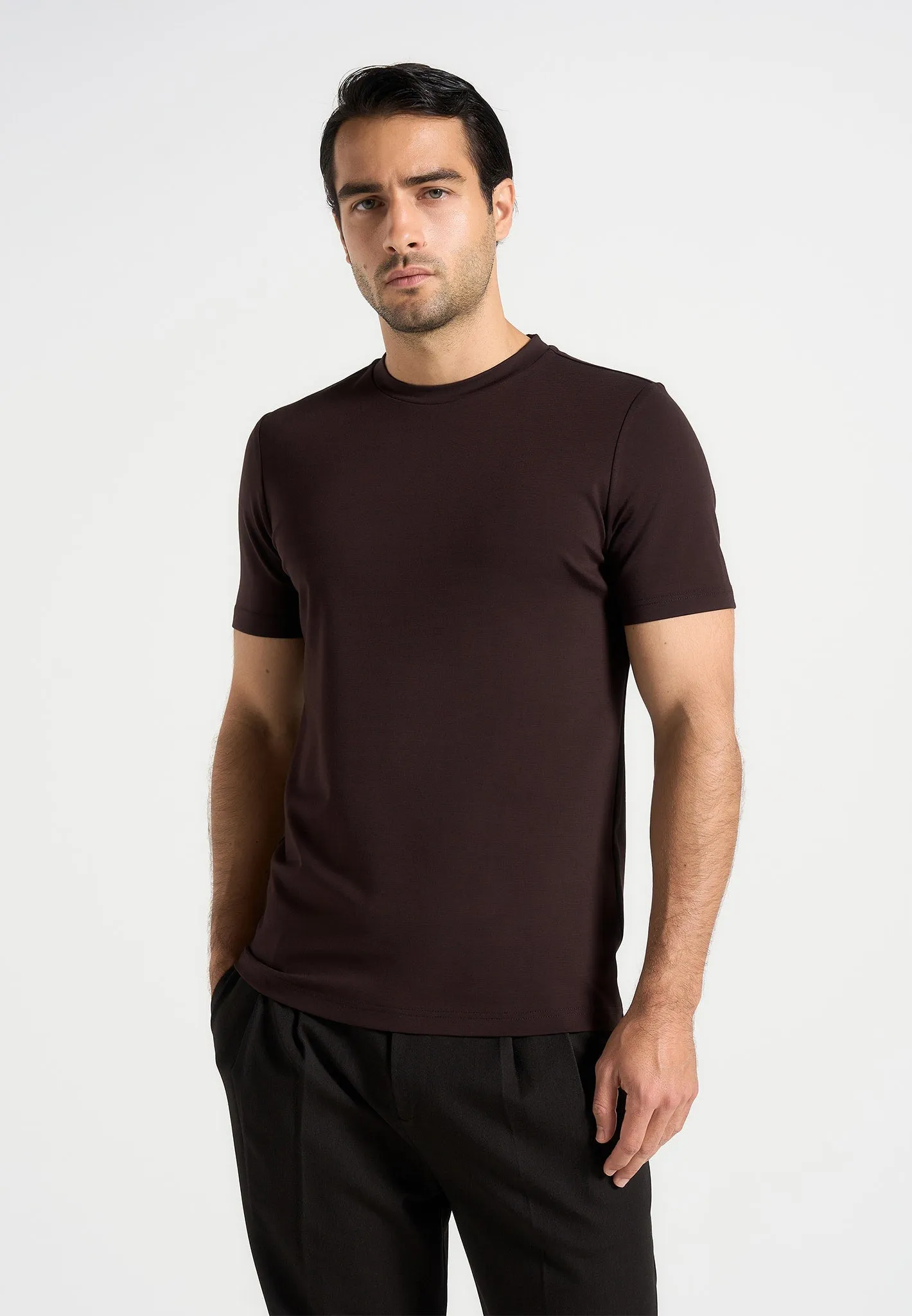 Armand - Fitted Luxe T-Shirt - Brown sold by Maniere De Voir product image thumbnail 2