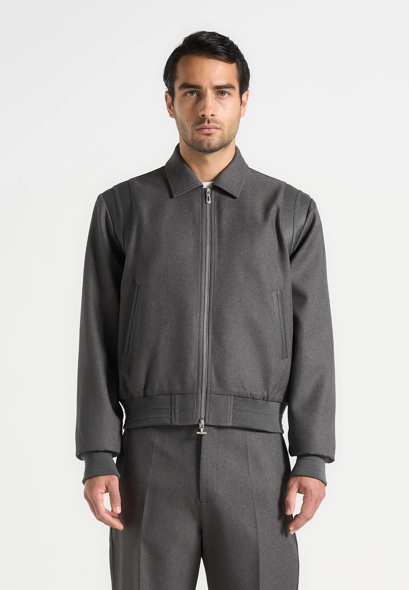 Denis - Tailored Varsity Jacket - Grey sold by Maniere De Voir product image thumbnail 4