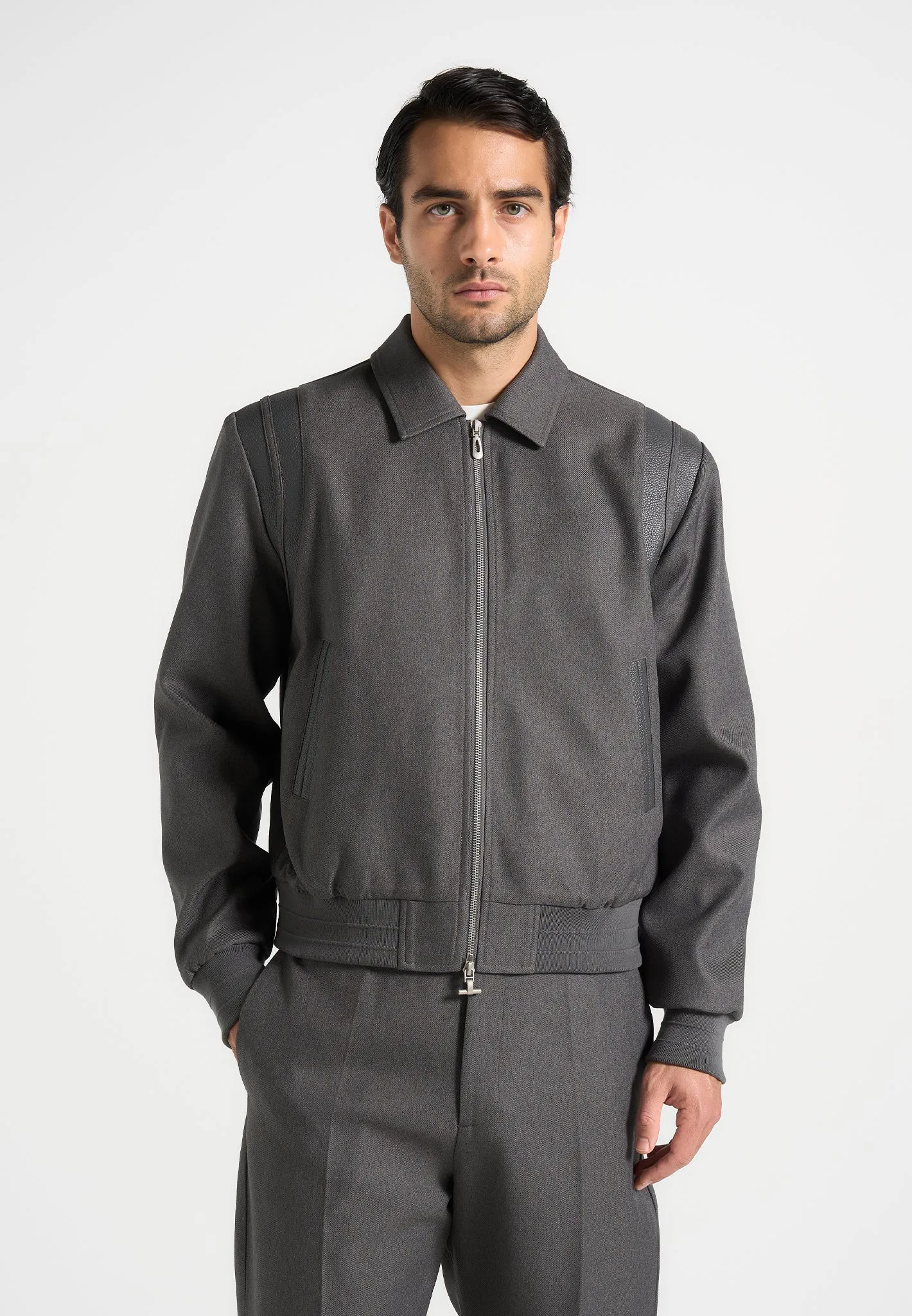 Denis - Tailored Varsity Jacket - Grey sold by Maniere De Voir product image thumbnail 2
